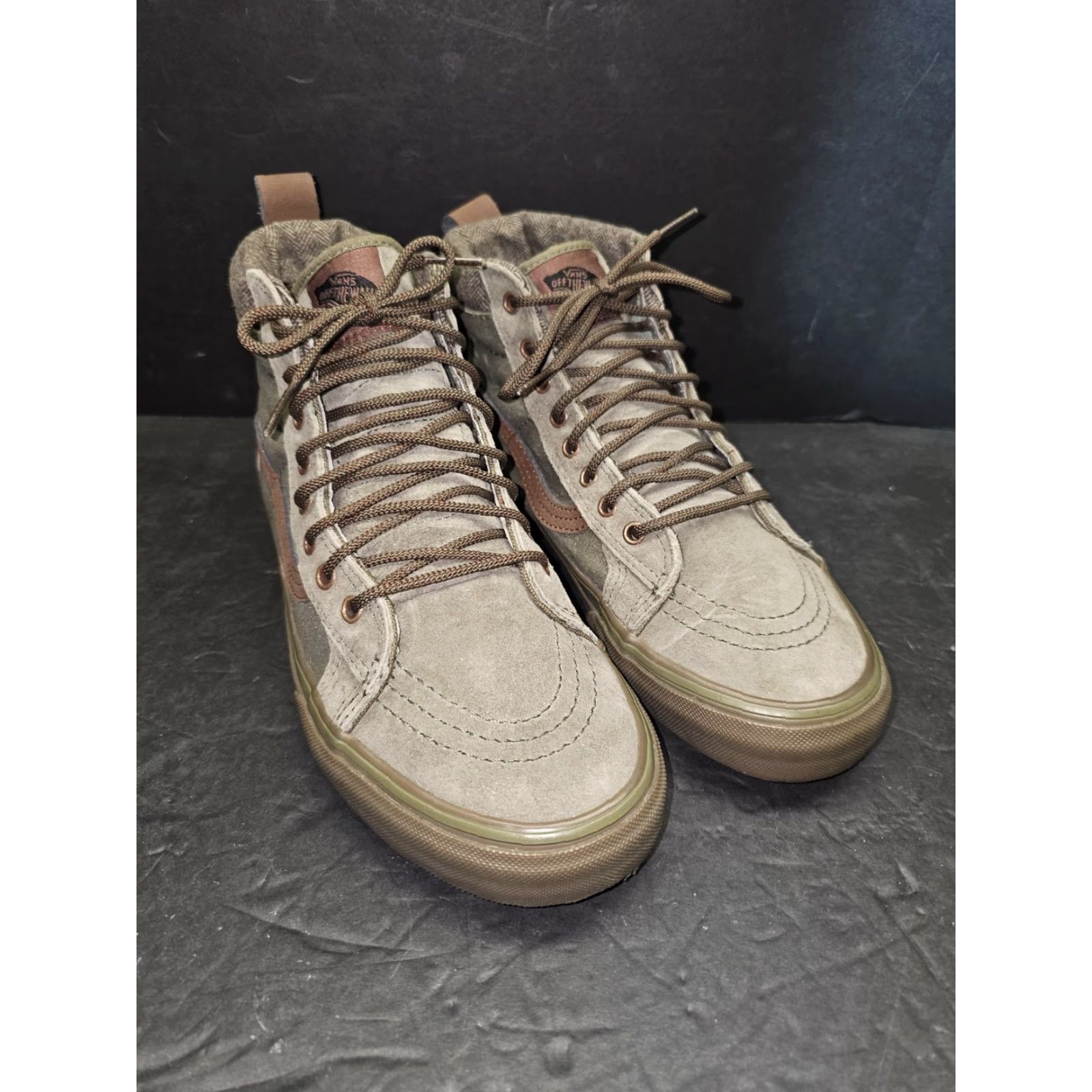 Vans VANS Sk8-Hi MTE Dx Hightop Sneaker Green Suede Lace Up Mens Sz 7 Womens 8.5 High Top Casual Athletic Boots 2022 Vintage No Box Brown 39 7 8.5 Size US 6 / IT 36 - 2 Thumbnail