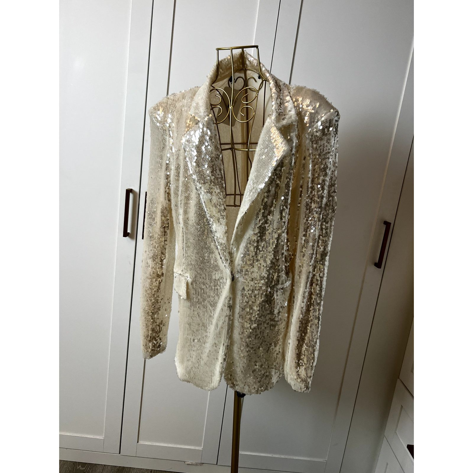 Other Sabrak Boutique White Sequin Blazer Pant Set Size L Size L / US 10 / IT 46 - 2 Thumbnail