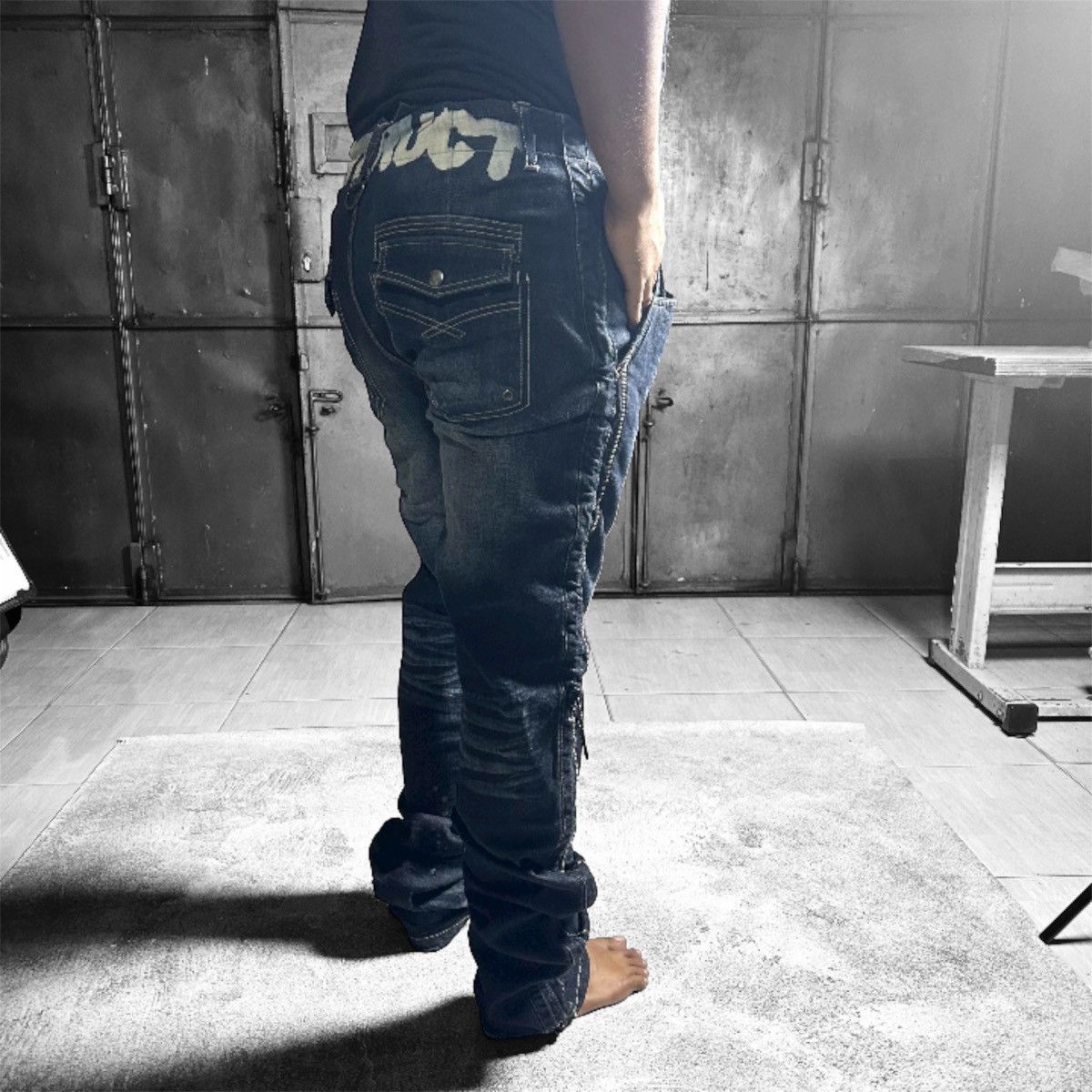 Japanese Brand Vintage Pants Denim PPFM DESTRUCT Strect Material Size US 35 - 5 Thumbnail