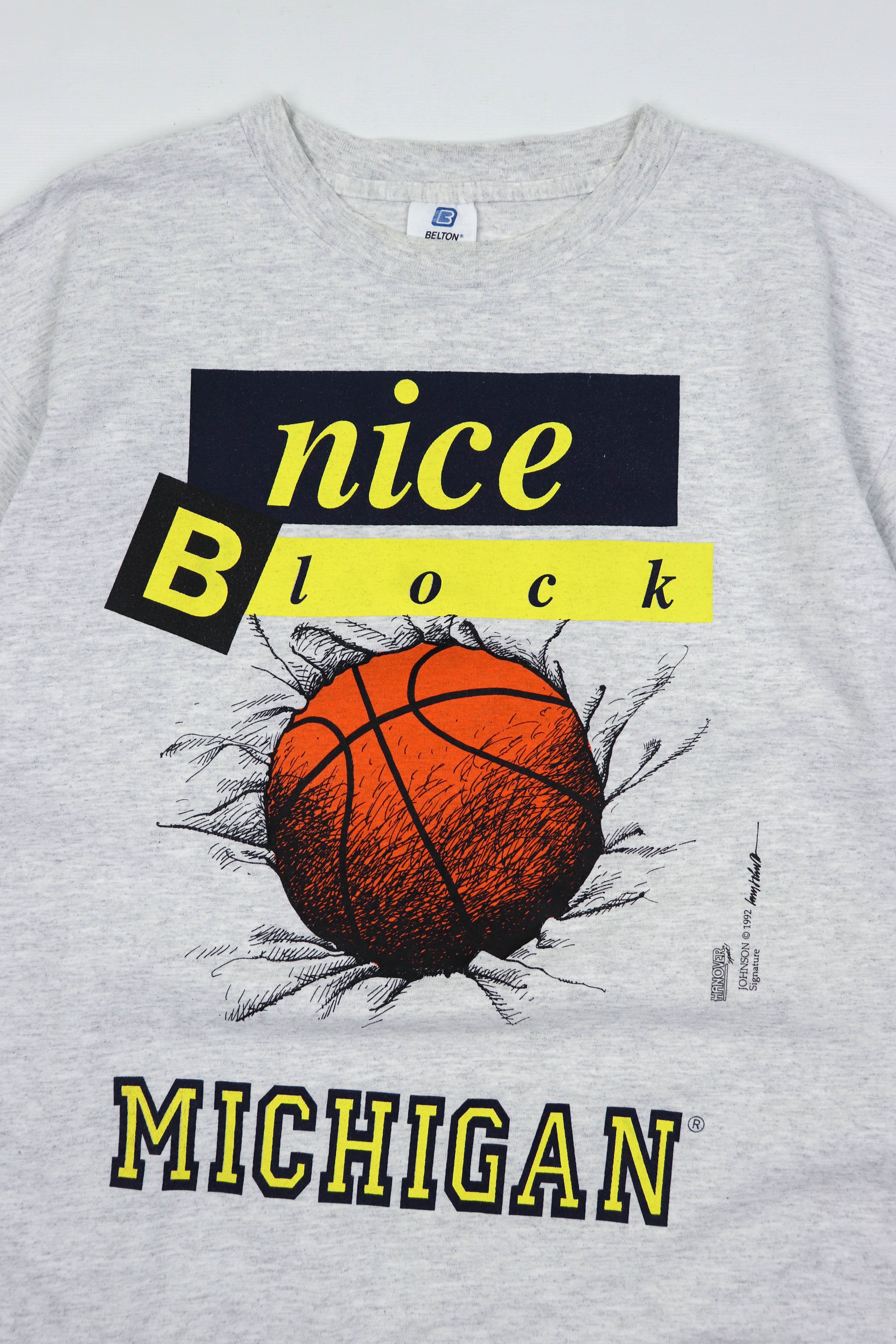 Vintage ©1992 Vintage 90s USA Nice Block Michigan Graphics T-shirt Size US XL / EU 56 / 4 - 3 Thumbnail