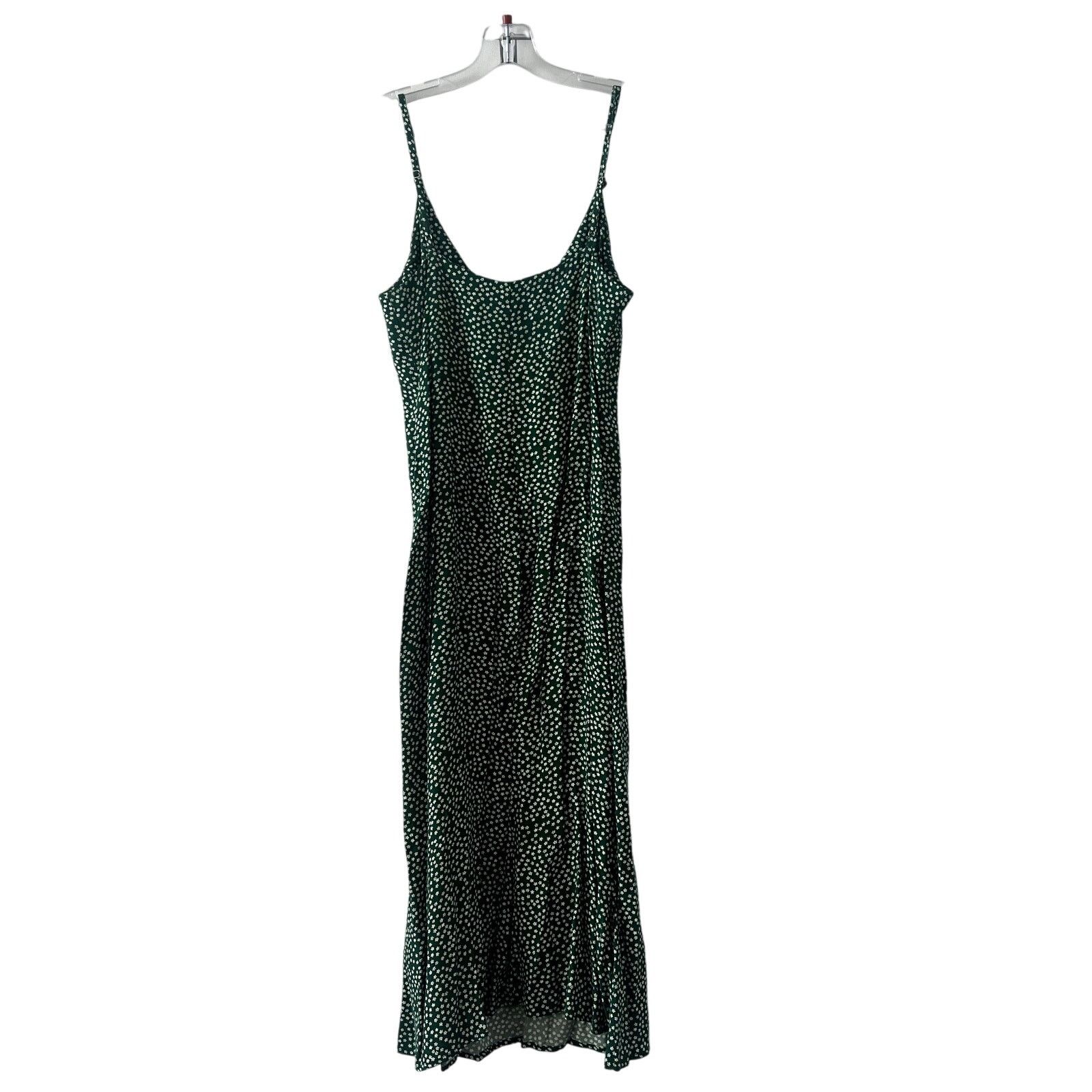 Reformation Alexandra Floral Print Crepe Midi Green Dress