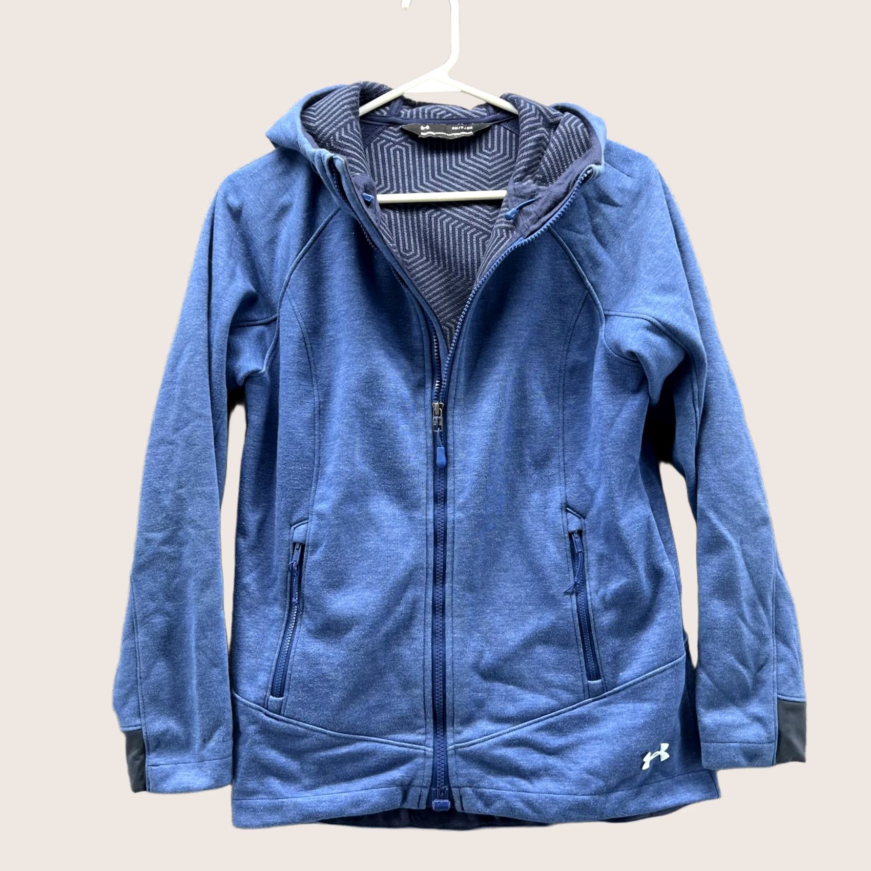 Under Armour VINTAGE Under Armour Sweater Shirt Womens Small Full Zip Hooded Fleece Logo Blue Size S / US 4 / IT 40 - 1 Thumbnail