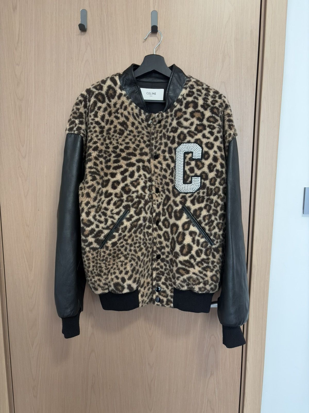 Celine Celine 22 Hedi Boy Doll Leopard Varsity Bomber Jacket Size US M / EU 48-50 / 2 - 1 Thumbnail