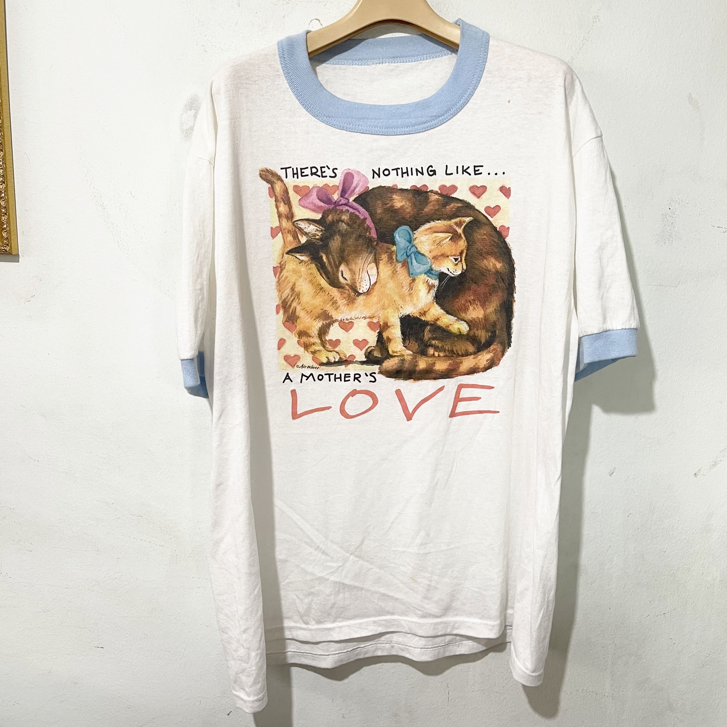 Vintage 90s Cat There's Nothing Like A Mother's Ringer Tee