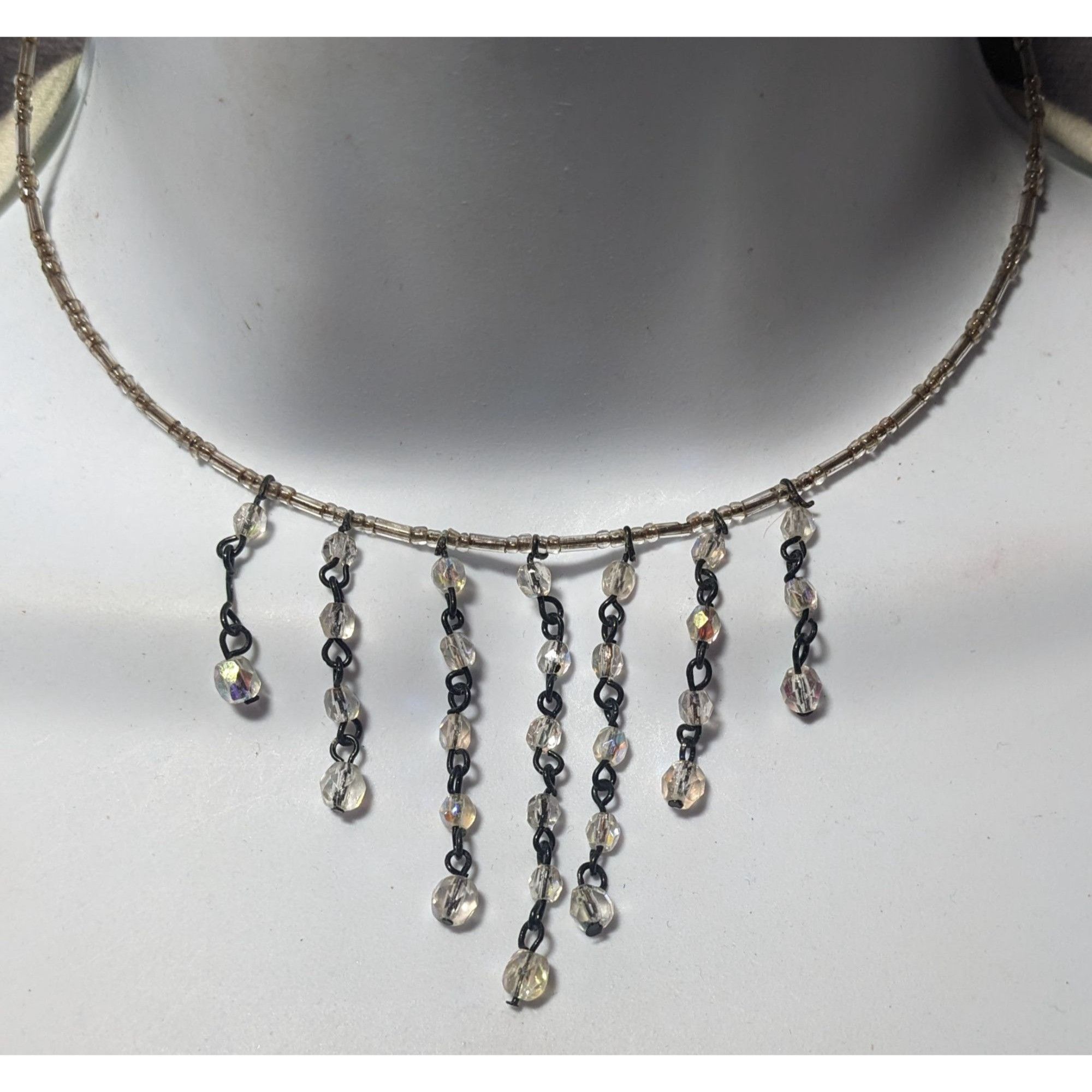 Other Y2K Style Aurora Borealis Beaded Fringe Coil Necklace Size ONE SIZE - 6 Thumbnail