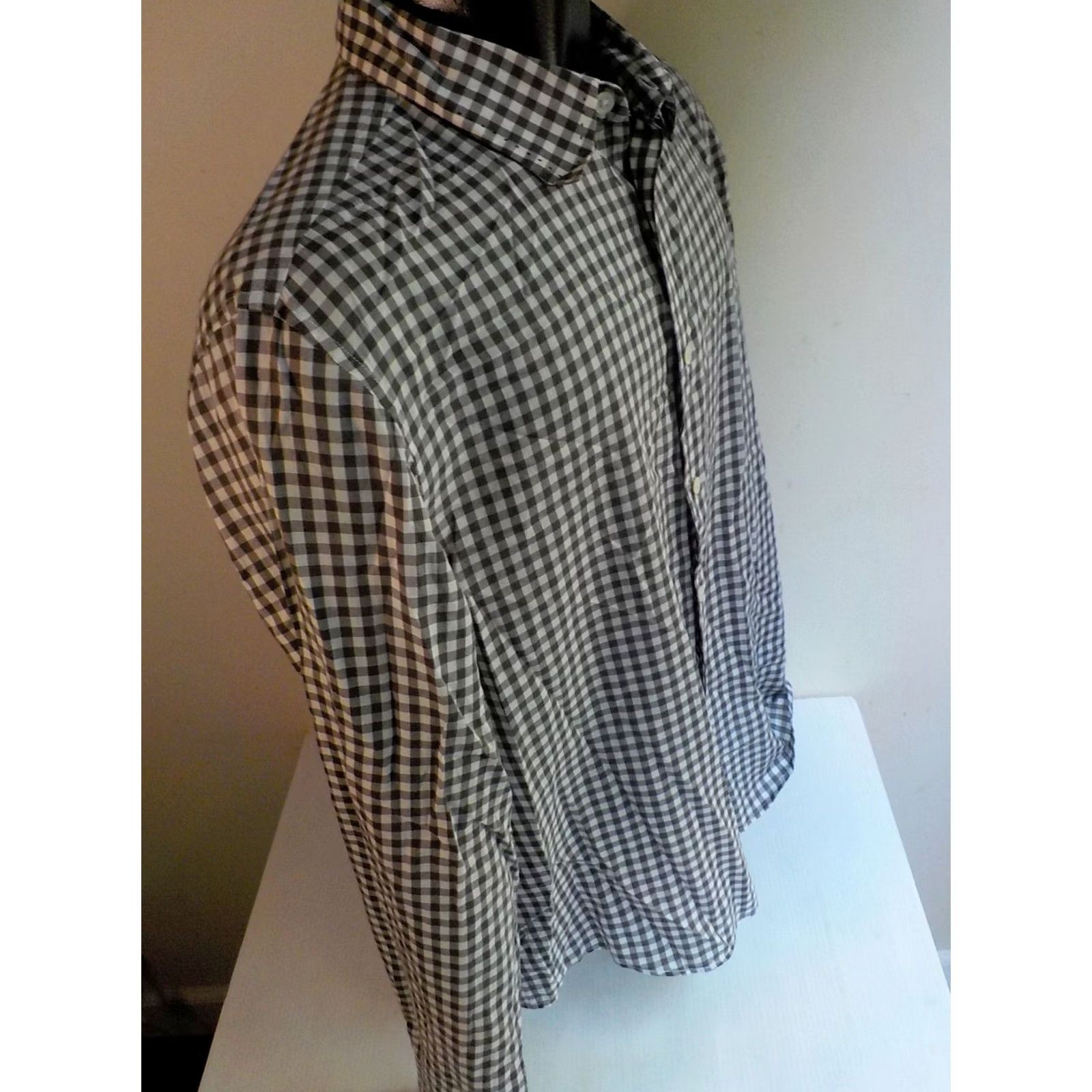 John Varvatos John Varvatos Checked Print Button Front Shirt SZ L White/Gray Mens Shirt Size US L / EU 52-54 / 3 - 3 Thumbnail
