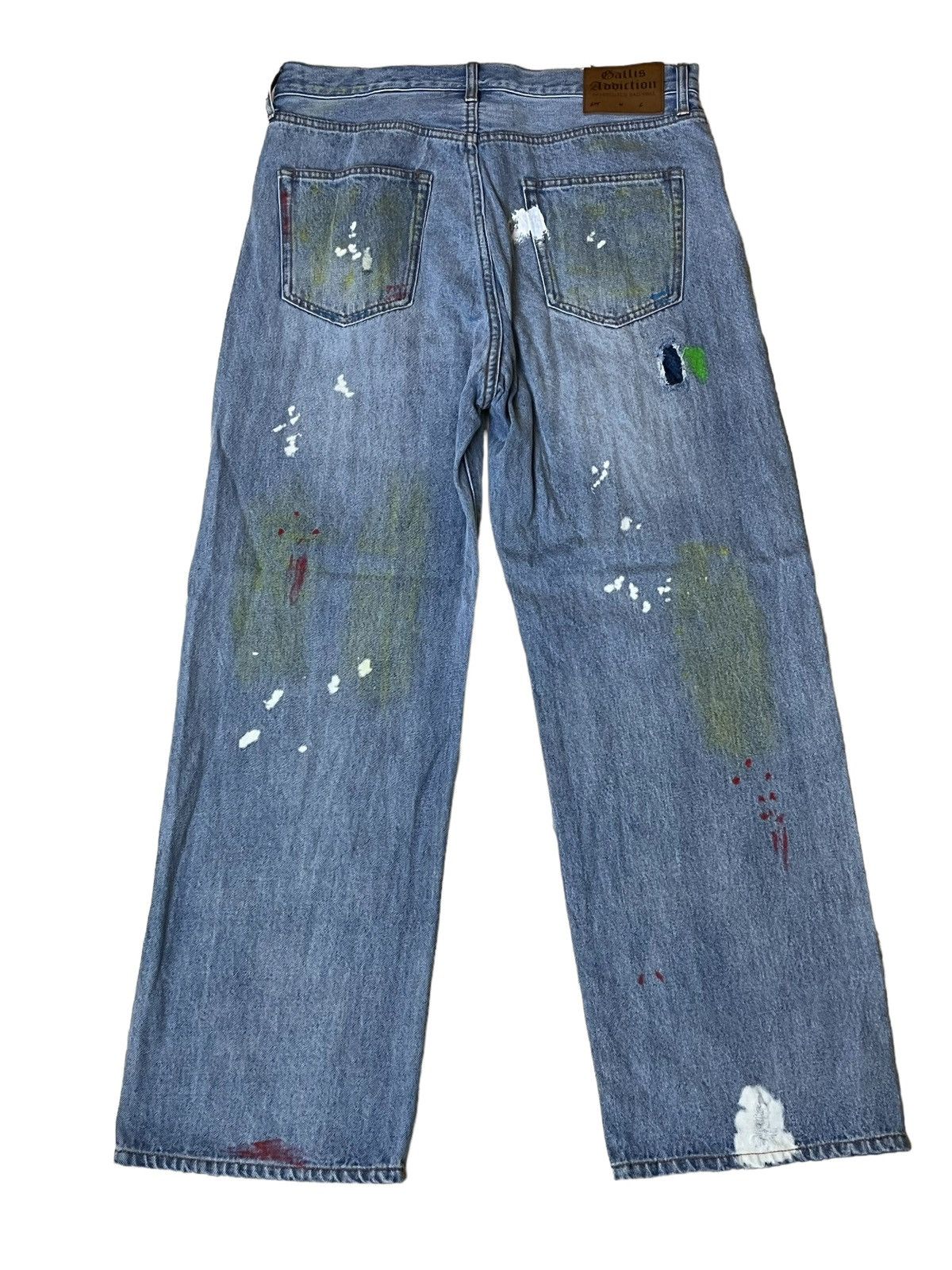 Japanese Brand BAGGY🔥🔥GALLIS ADDICTION COLOURFULL PAINT WIDE JEANS Size US 33 - 2 Thumbnail