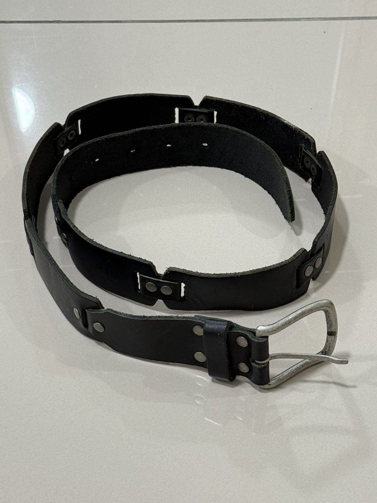 If Six Was Nine Black Leather Belt Size 34 - 2 Thumbnail