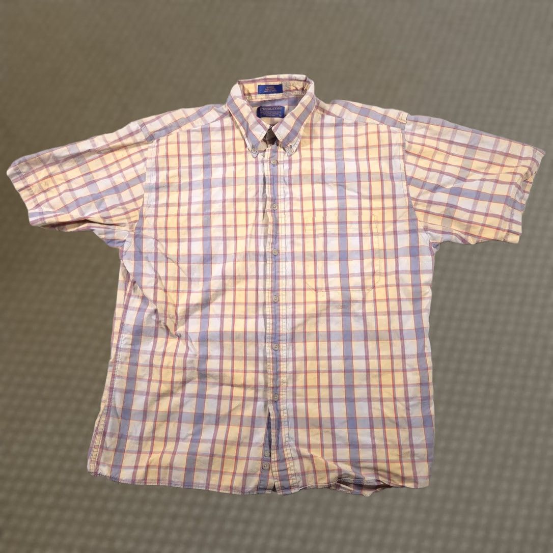 Pendleton Pendleton Shirt Mens Large Plaid Short Sleeve Button-Down Pocket Multicolor Pastel Check Subtle Wrinkles Size US L / EU 52-54 / 3 - 1 Thumbnail