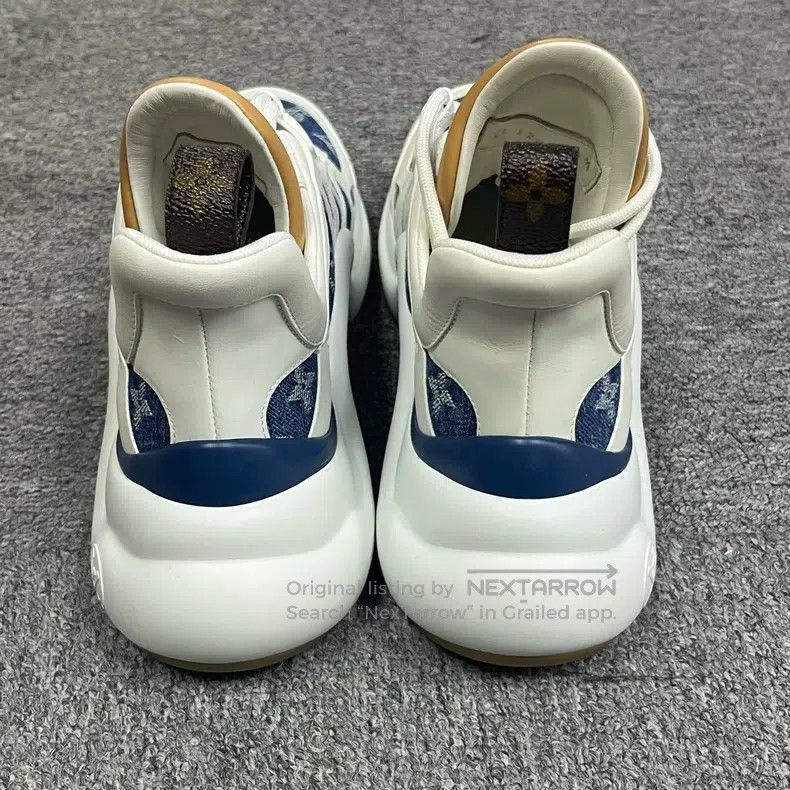 Louis Vuitton Louis Vuitton White and Blue Cow Leather Comfortable Lace Size US 8 / IT 38 - 4 Thumbnail