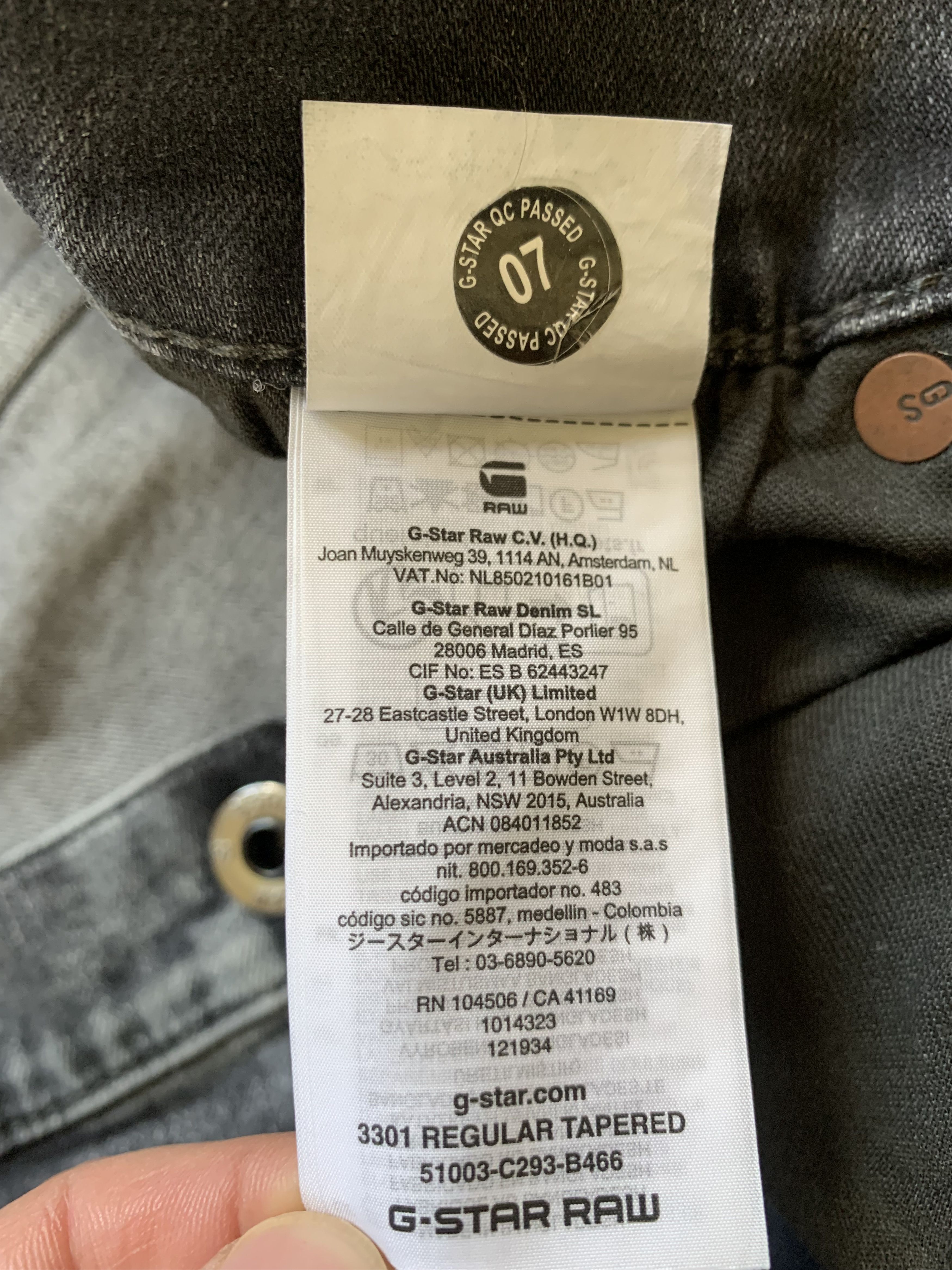 G-Star G-Star Raw 3301 Regular Tapered Grey Jeans Size US 36 / EU 52 - 10 Thumbnail