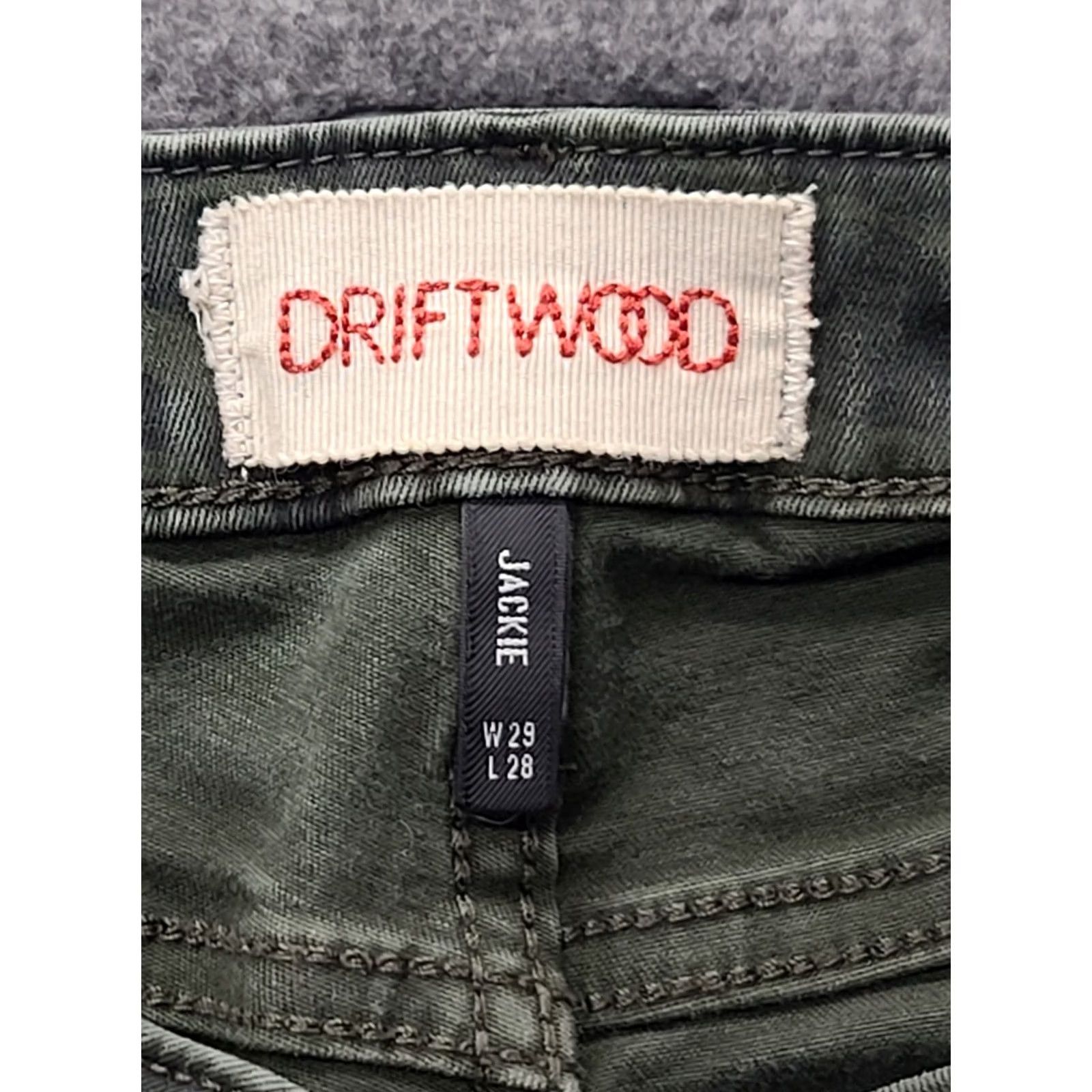Vintage Driftwood Jeans Womens 29x29 Jackie Skinny Fit Ankle Cut High Rise Stretch Jeans Bohemian Festival Green 29 Inseam 5-Pocket Slim Wash Light Womens Size 29" - 2 Thumbnail