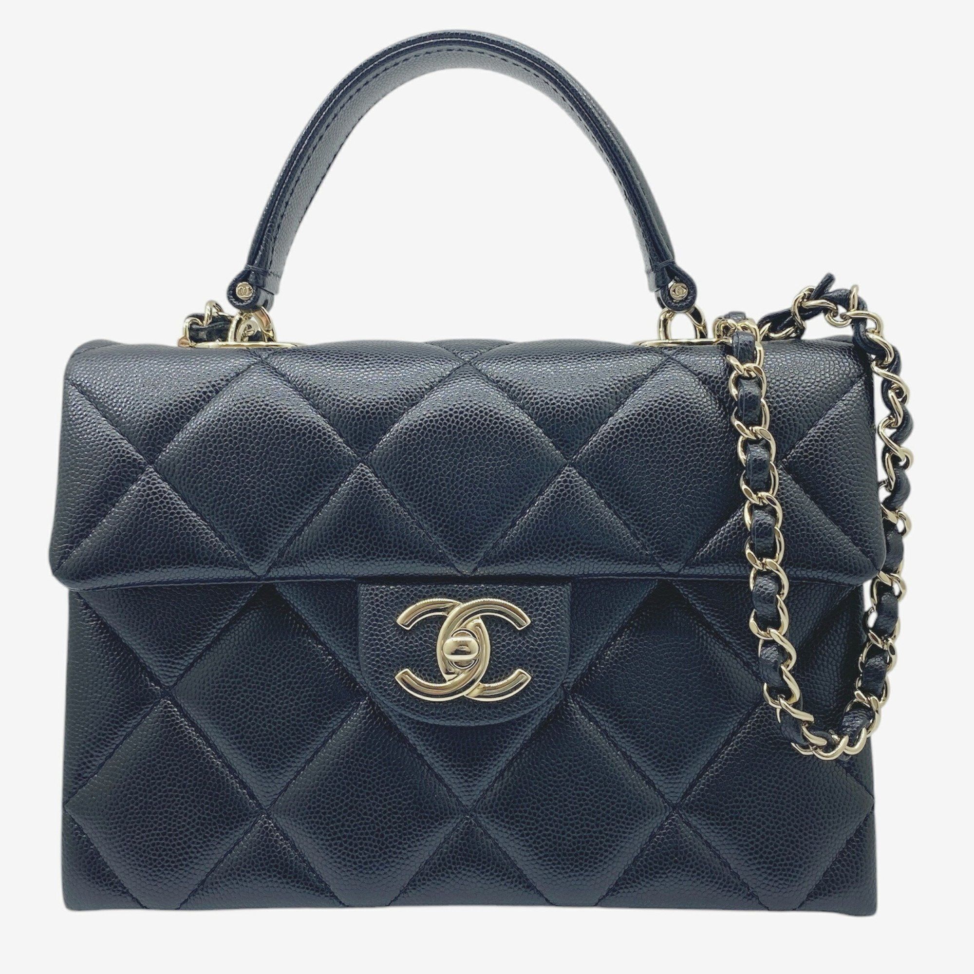 Chanel Matelasse Mini Caviar Skin Black Champagne Women's Handbag Shoulder Bag