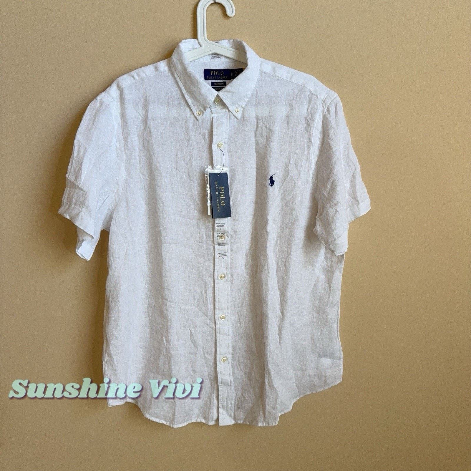 Polo Ralph Lauren NWT Polo Ralph Lauren Linen Shirt women White Short Sleeve Size US L / EU 52-54 / 3 - 1 Thumbnail