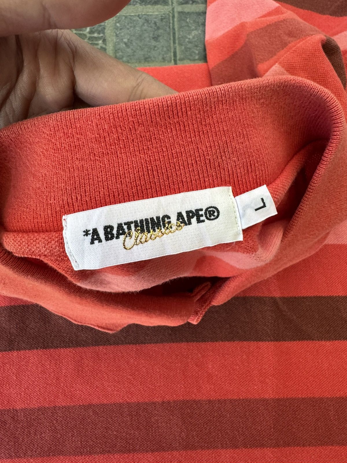 Bape A BATHING APE (BAPE) STRIPED POLO SHIRT Size US L / EU 52-54 / 3 - 7 Thumbnail