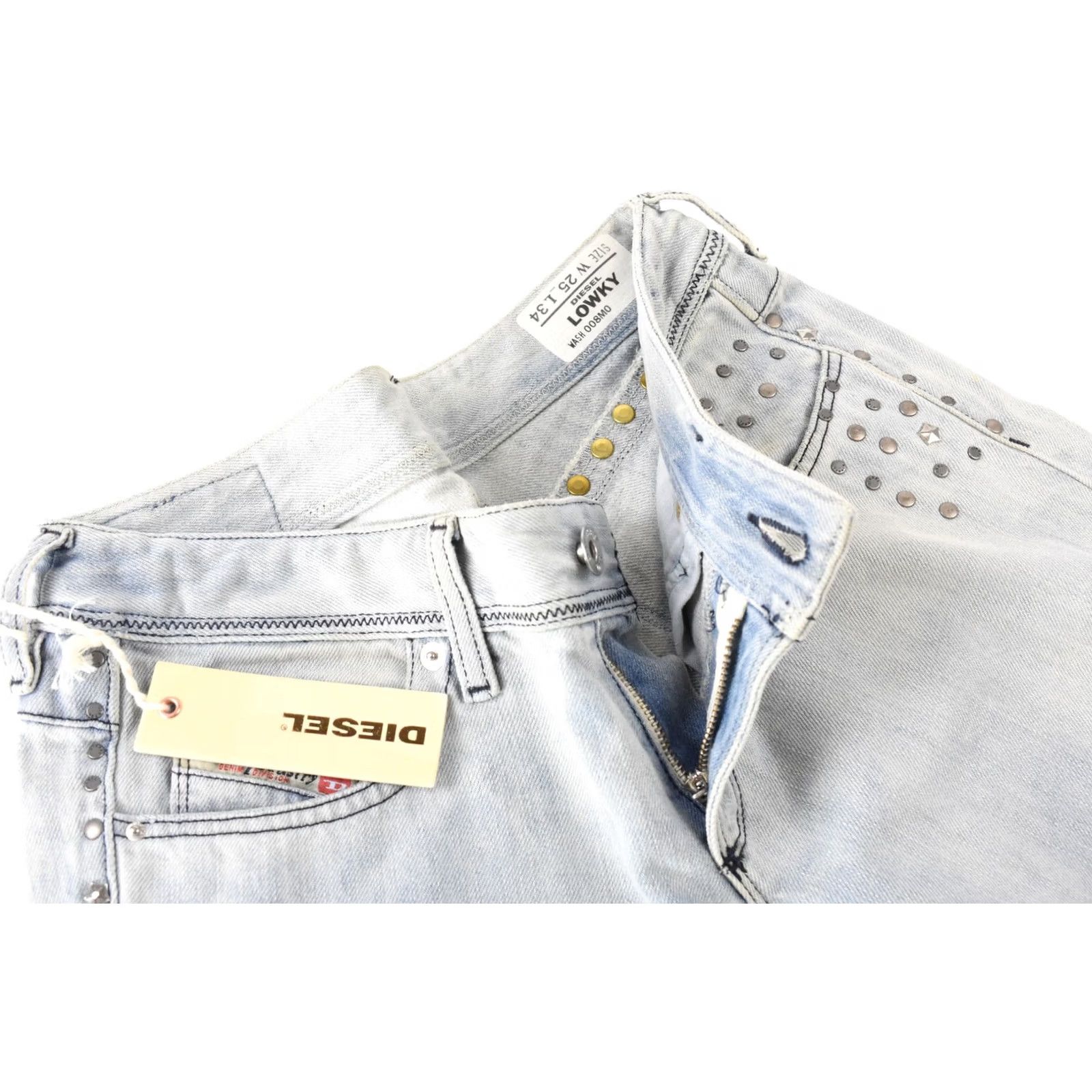 Diesel DIESEL Lowky 008M0 Jeans Women W25/L34 Low Waist Studs Denim Jeans Regular Zip Fly Blue 008M0 Womens Jeans Size 42" / US 20 - 4 Thumbnail