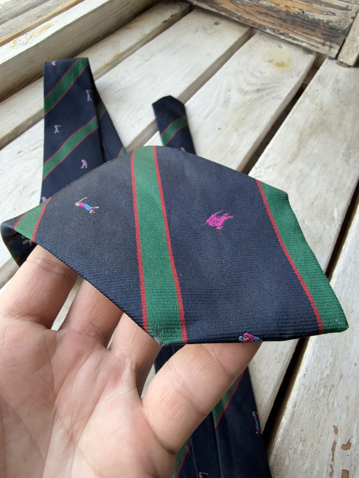 Burberry × Designer × Vintage Burberrys England Golf Motif Silk Tie Stripe VNTG Size ONE SIZE - 5 Thumbnail