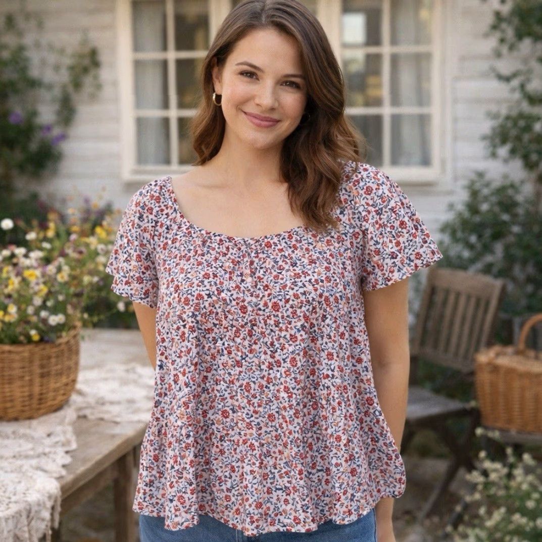 Old Navy Old Navy Women's XS Floral Tiered Tie Back Flutter Blouse NWT Size XS / US 0-2 / IT 36-38 - 2 Thumbnail