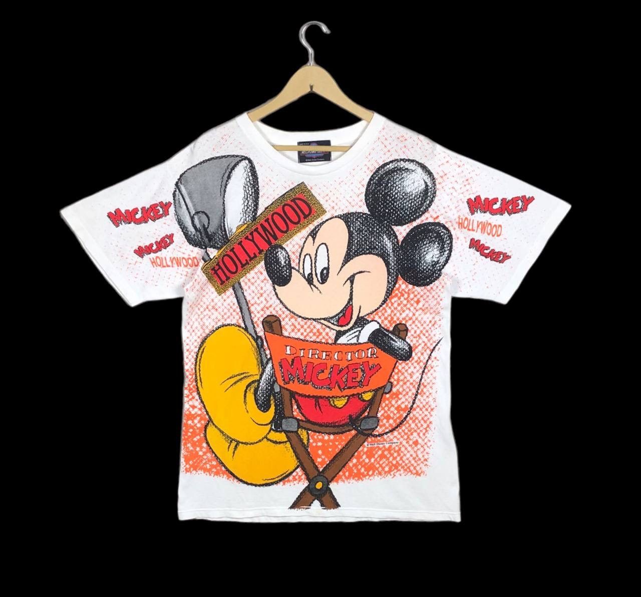 Disney × Mickey Mouse × Vintage Vintage 90s Mickey Mouse Hollywood Disney Overprinted Tshirt Size US L / EU 52-54 / 3 - 1 Thumbnail