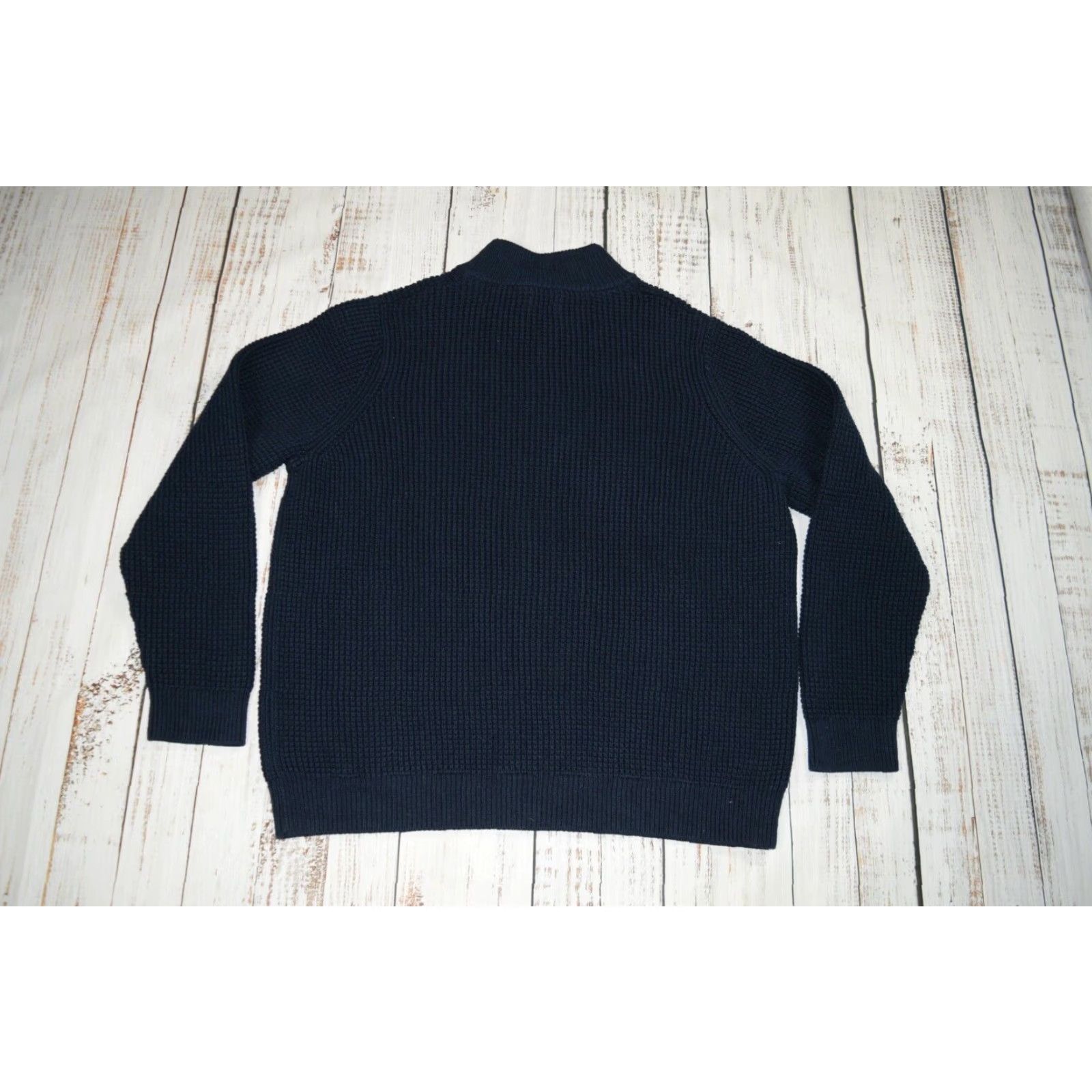 Vintage L.L. BEAN Men's 1/4 Zip Pullover Sweater Heavyweight Waffle Knit XXL Navy Blue Size US XXL / EU 58 / 5 - 6 Thumbnail