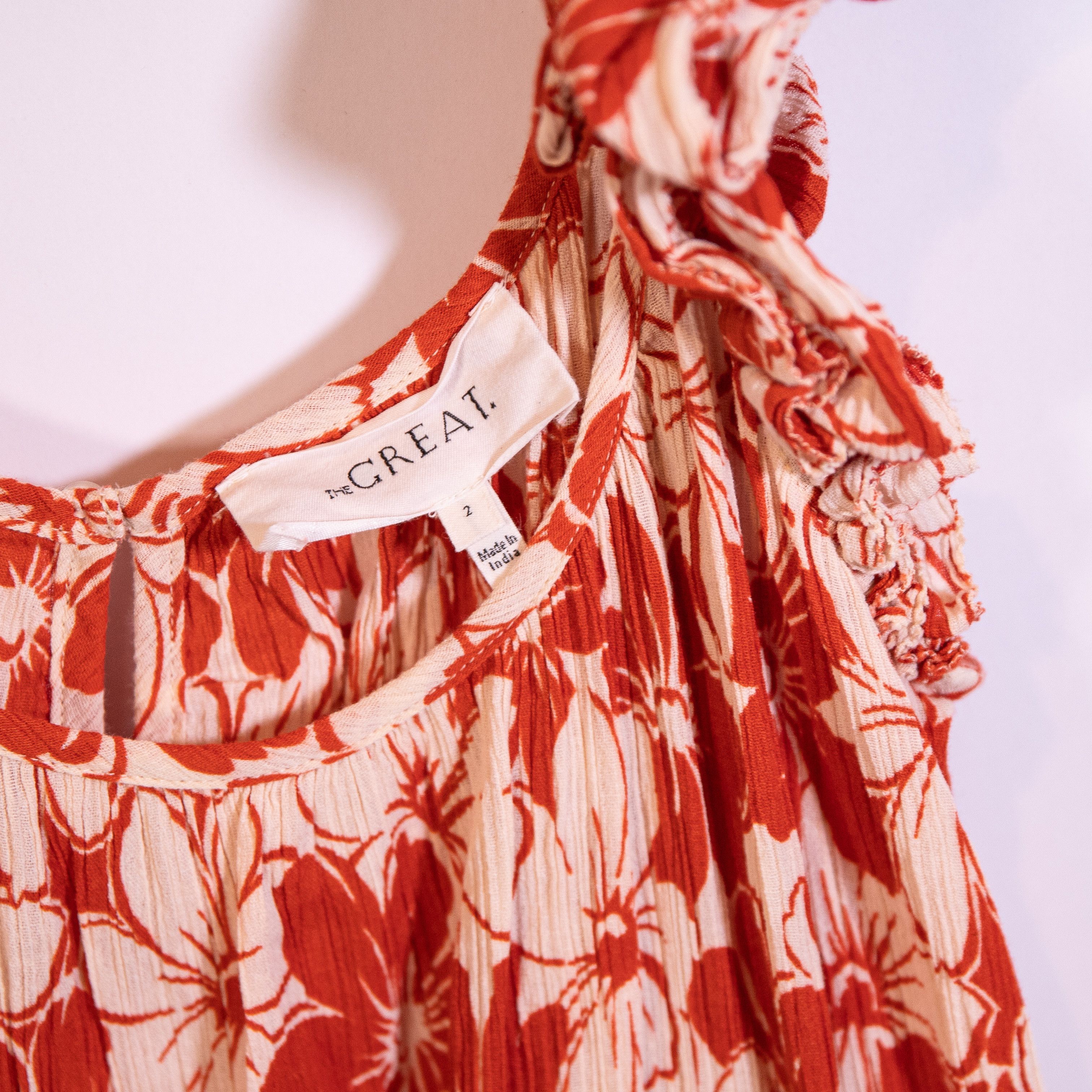 THE GREAT The Great Cascade Dress Crepe Ruffle Size M / US 6-8 / IT 42-44 - 2 Thumbnail
