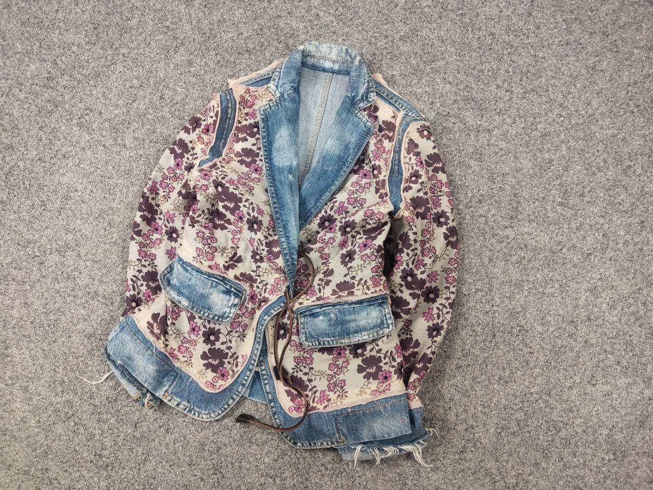 Dsquared2 Design Denim Patchwork Flower string Blazer Jacket
