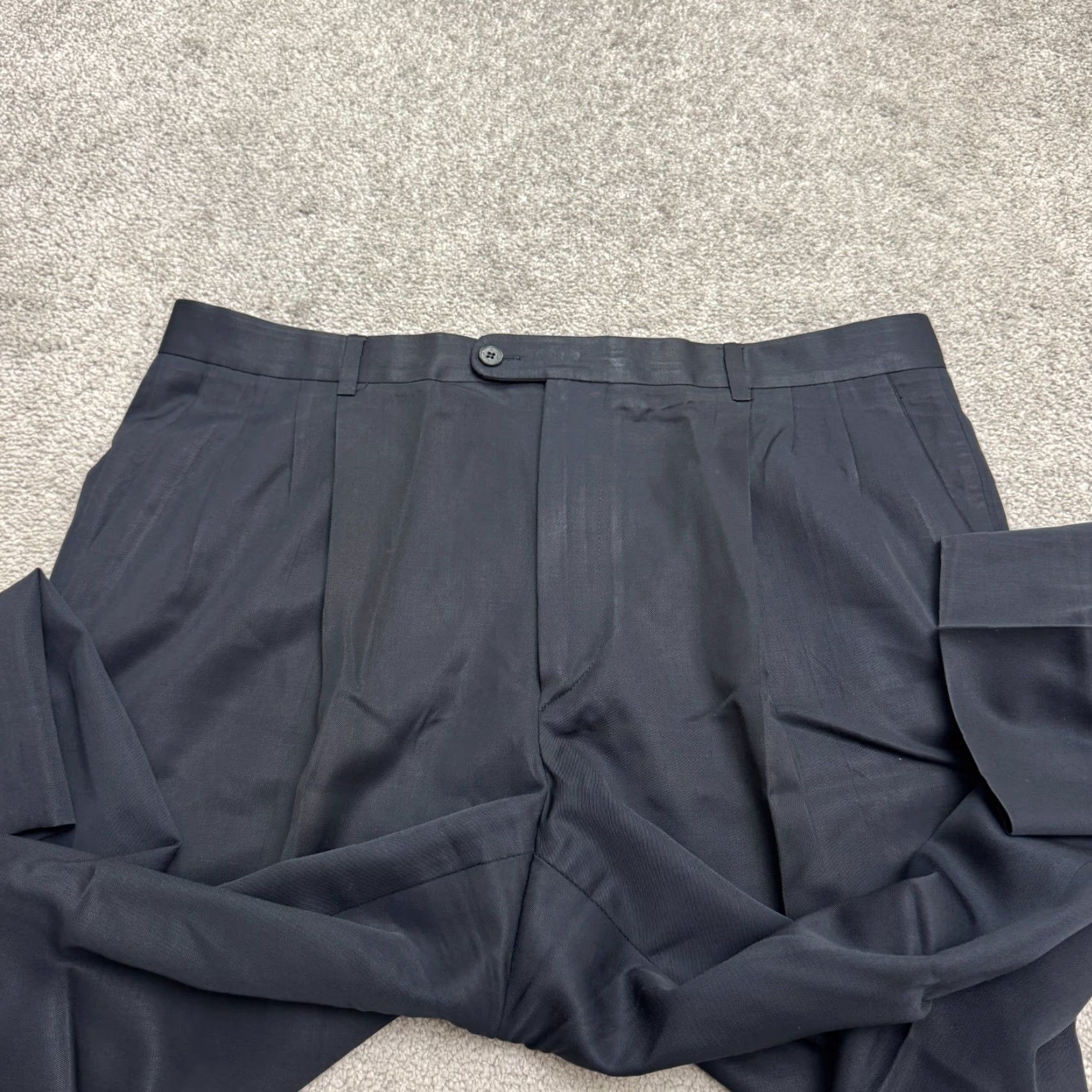 Zanella ZANELLA Vintage Wool Dress Pants Mens 38x29 Blue Pleated Front Straight 90s Retro Classic Business Formal Men’s Pants Size US 38 / EU 54 - 3 Thumbnail