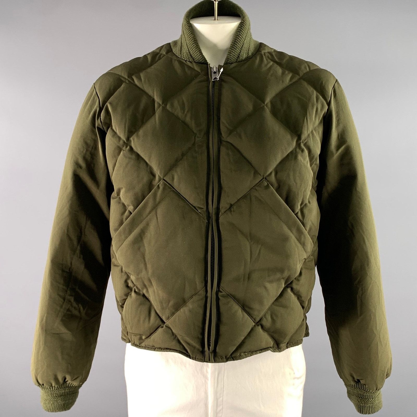 BRUT Archive BRUT XL Green Olive Quilted Down Polyester Bomber Jacket Size US XL / EU 56 / 4 - 1 Thumbnail