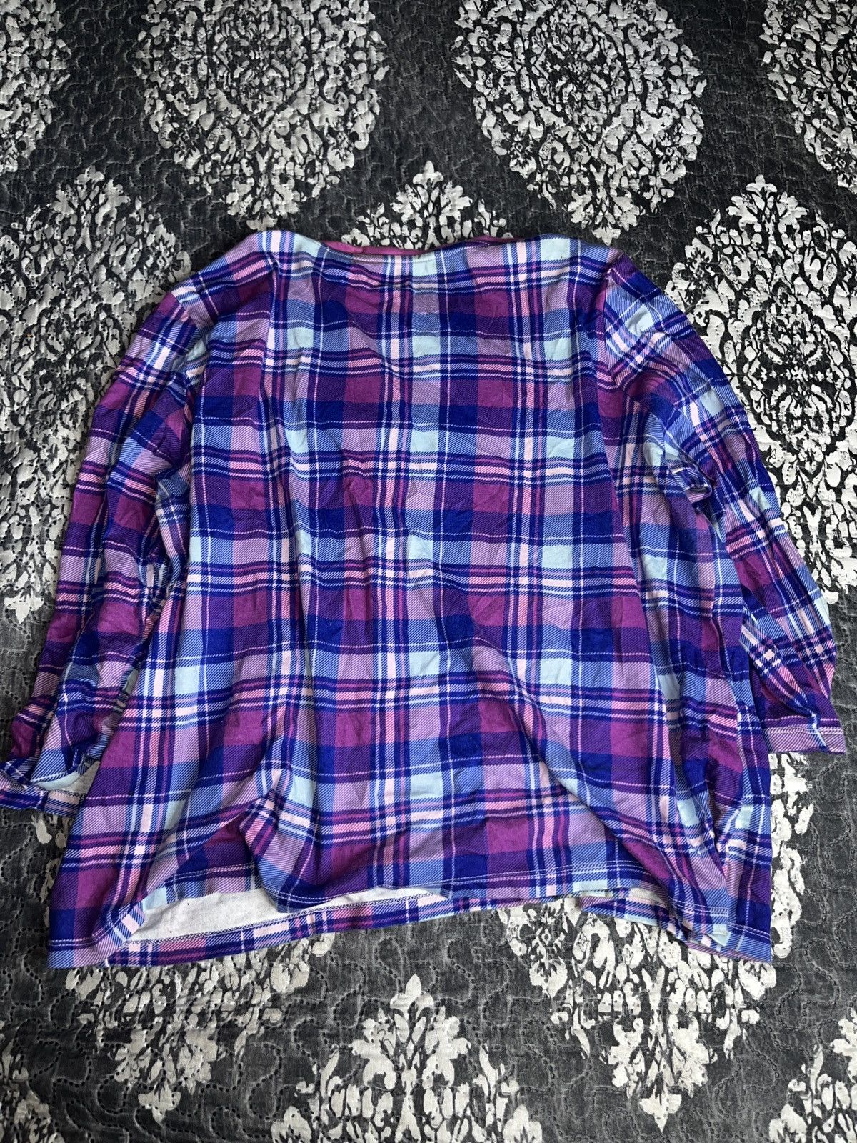 Other Kim Rogers Purple and Blue Plaid Long Sleeve Top Size XXL / US 16-18 / IT 52-54 - 5 Thumbnail