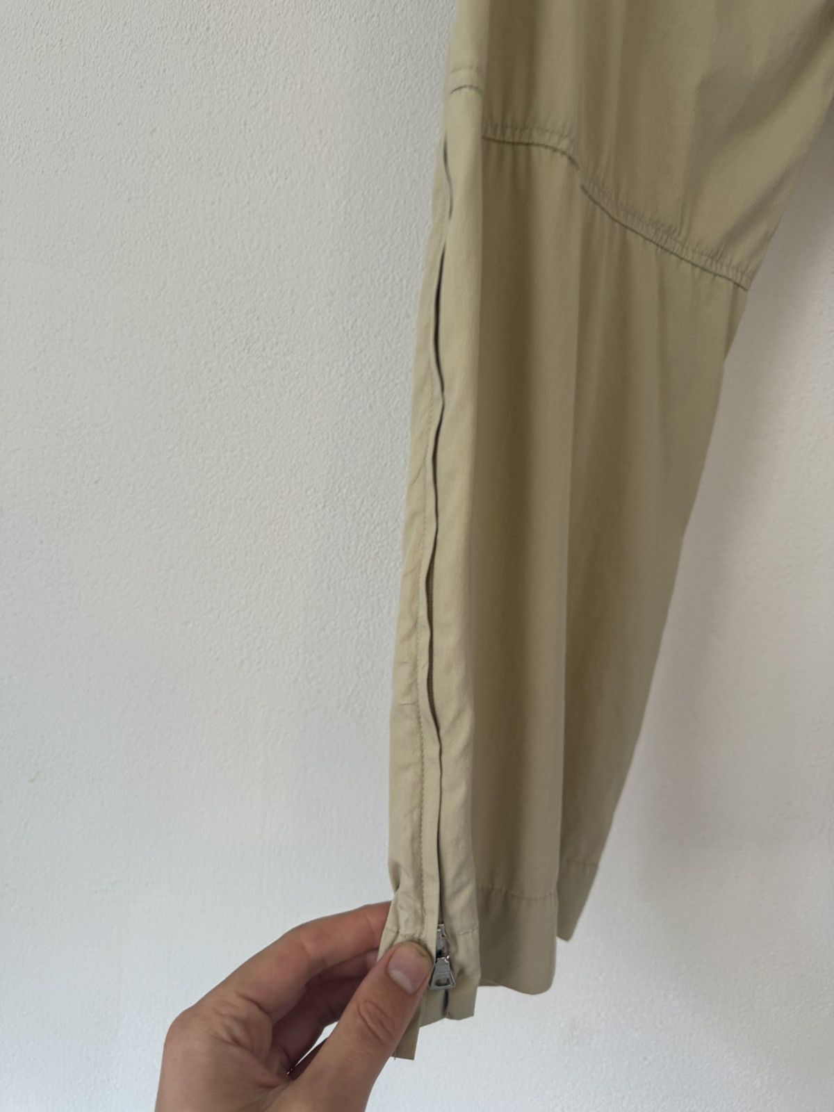 Beige Tech Cotton Trousers with Zip Cuffs