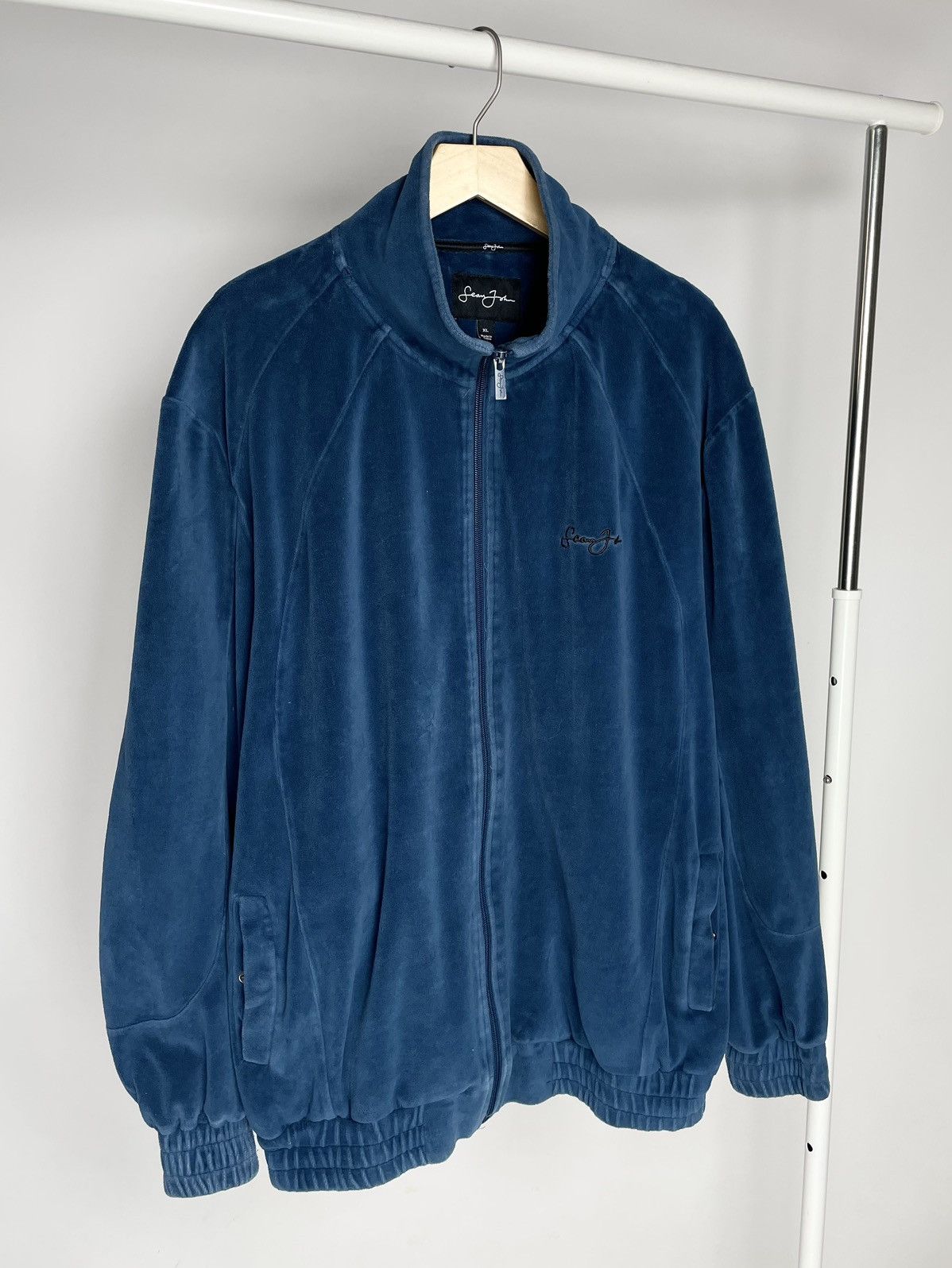 Sean John Sean John ( Size XL ) Blue Velour zip up Sweatshirt Pullover Size US XL / EU 56 / 4 - 4 Thumbnail