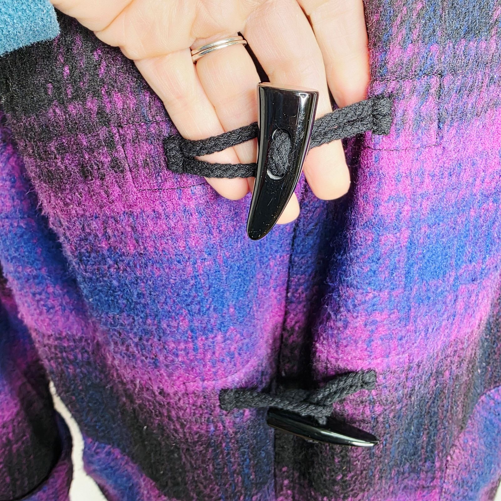 Coldwater Creek Coldwater Creek Purple & Black Plaid Wool Blend Jacket Size XL / US 12-14 / IT 48-50 - 9 Thumbnail