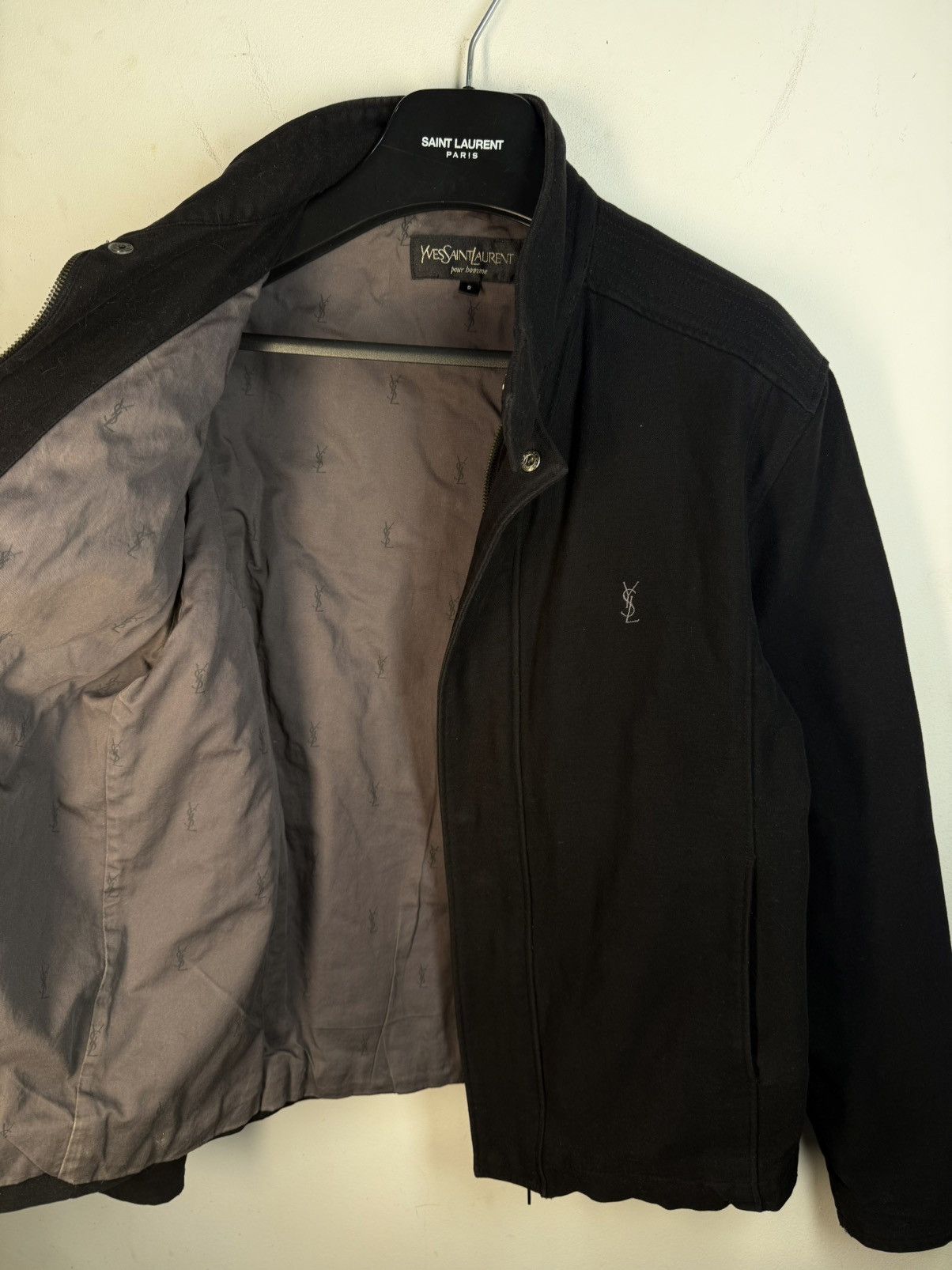 Yves Saint Laurent Black YSL Jacket Cotton Monogram Classic Bomber Zip Up Size US S / EU 44-46 / 1 - 21 Thumbnail