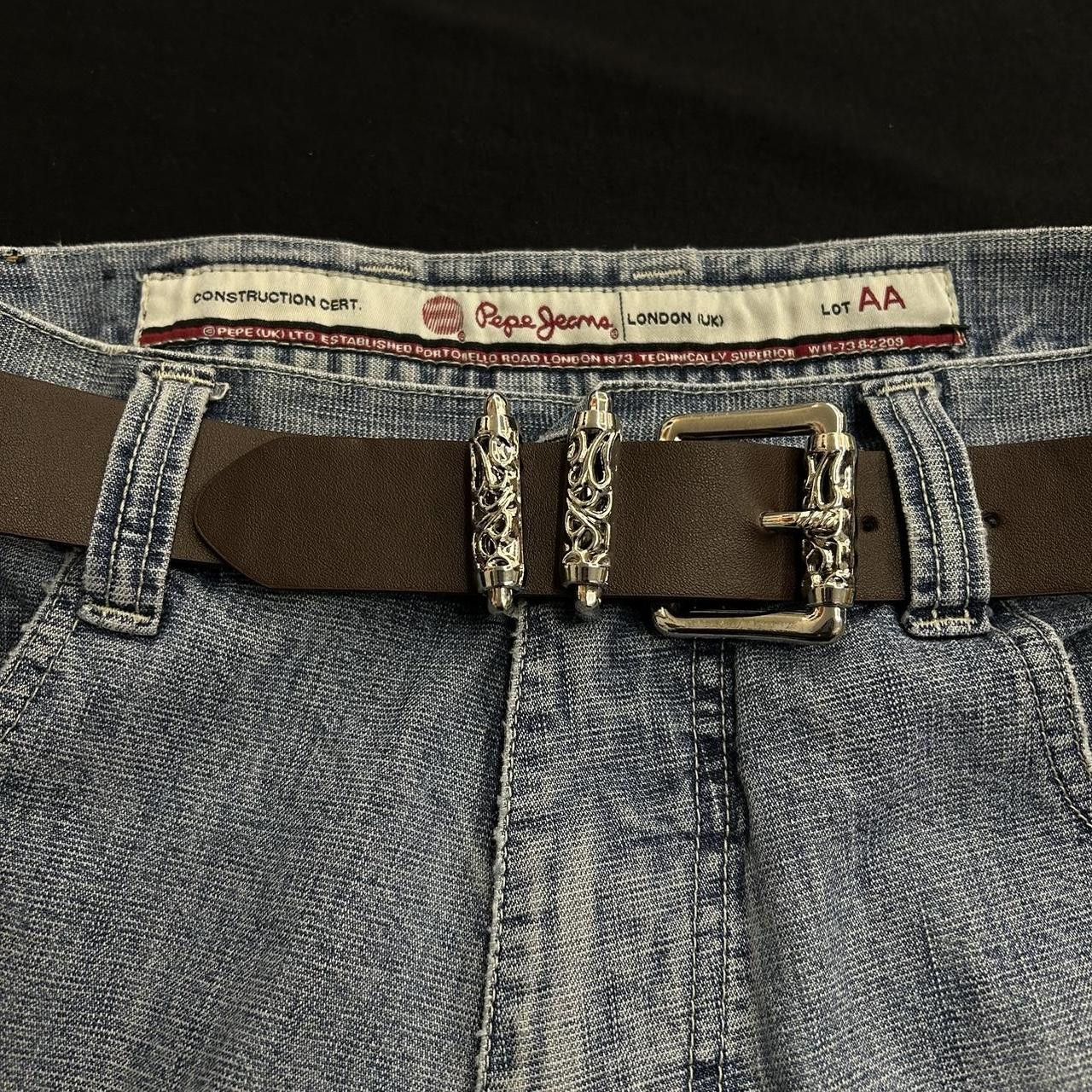 Japanese Brand × Vintage Y2K 2000s Silver Cross Hip Hop Skater Brown Roller Belt Size ONE SIZE - 5 Thumbnail