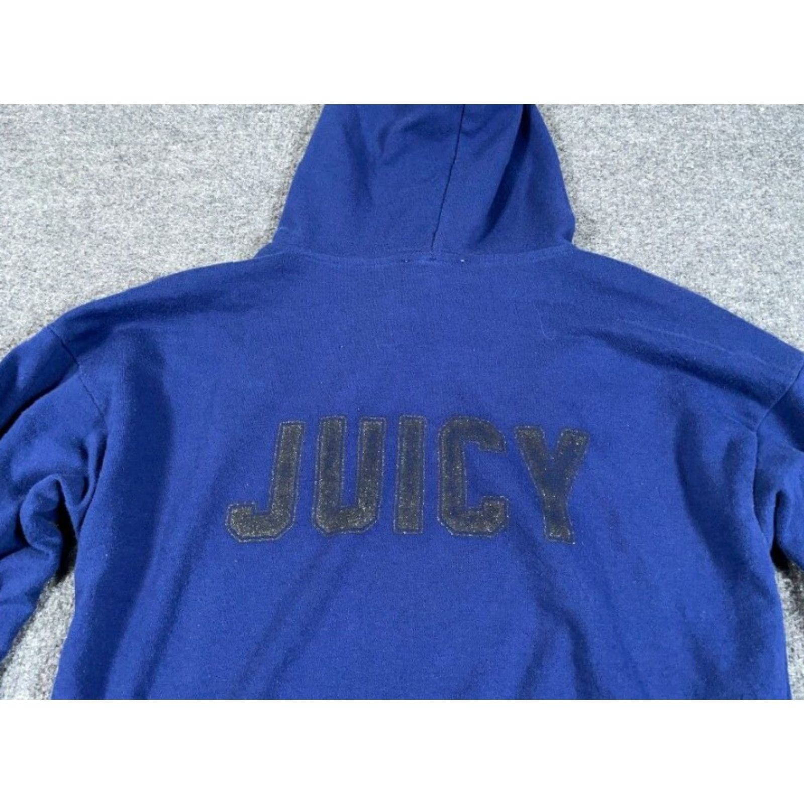 Juicy Couture VINTAGE VTG Juicy Couture Cropped Hoodie Bell Sleeve Sweatshirt Women's Medium Blue Size M / US 6-8 / IT 42-44 - 8 Thumbnail