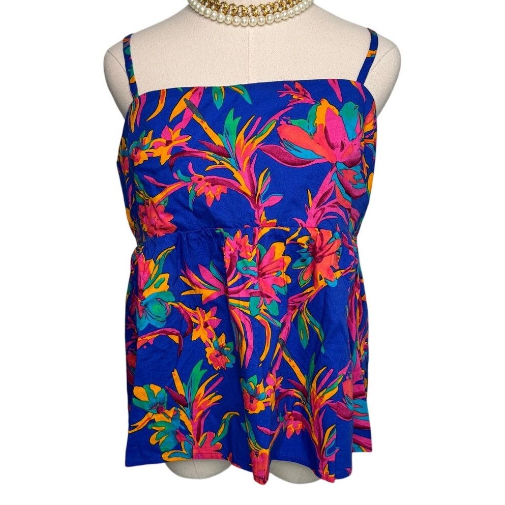 J.Crew J.Crew Factory Tropical Floral Tank Top blue pink size 12 Size XL / US 12-14 / IT 48-50 - 3 Thumbnail