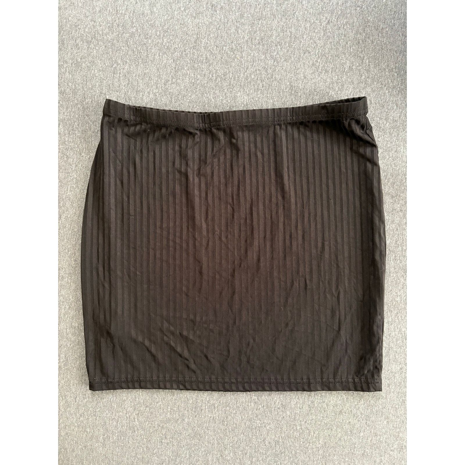 Shein SHEIN Curve | Women's Solid Ribbed Mini Skirt | 0XL Size 22" - 2 Thumbnail