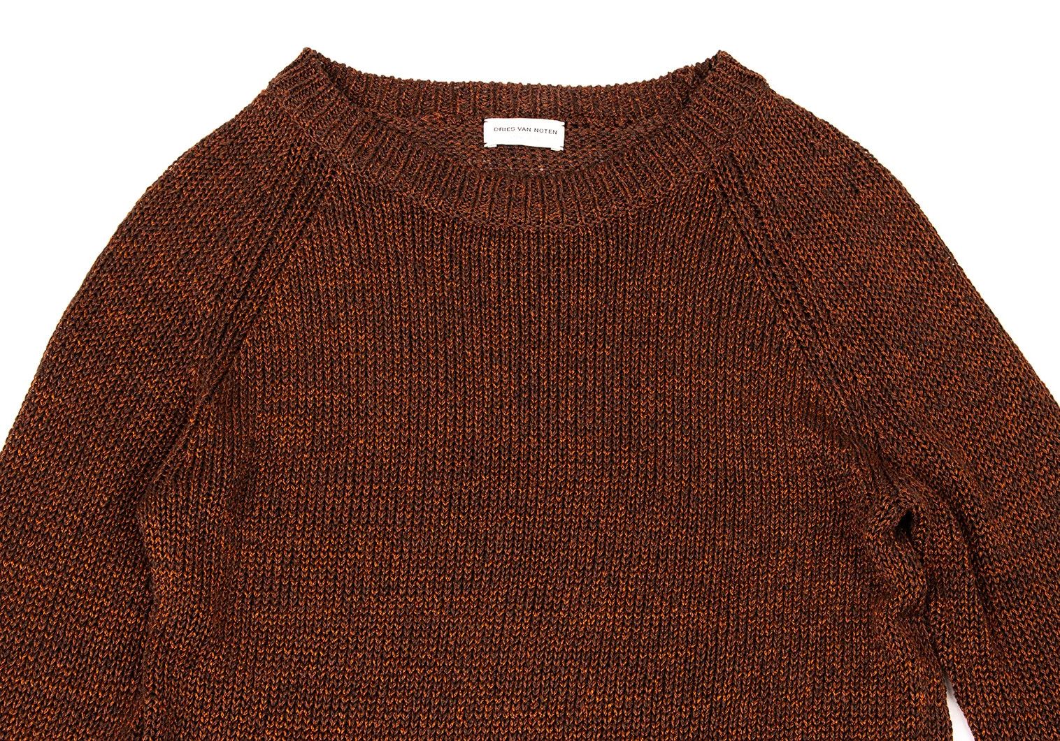 Dries Van Noten Linen Raglan Sleeve Knit Sweater in Orange-Brown Size S Size US S / EU 44-46 / 1 - 2 Thumbnail