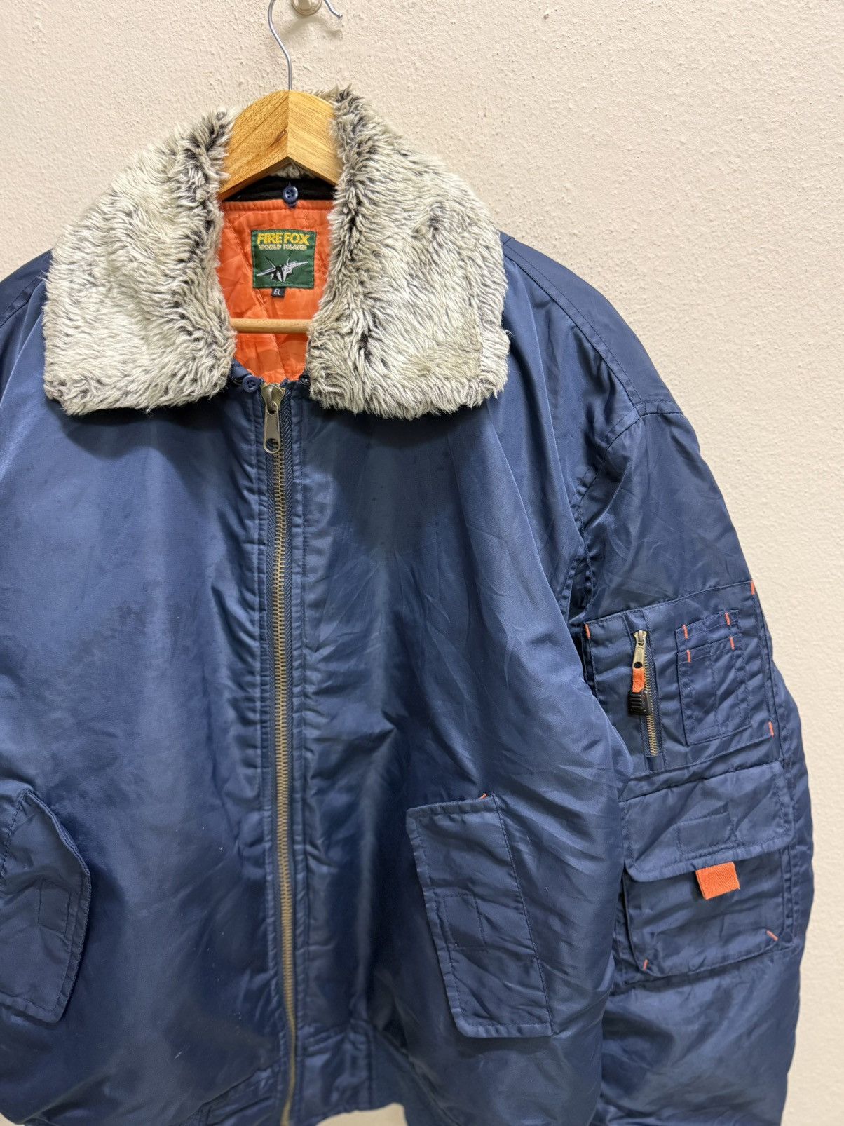 Vintage Fire fox world island faux fur bomber jacket Size US XL / EU 56 / 4 - 21 Thumbnail