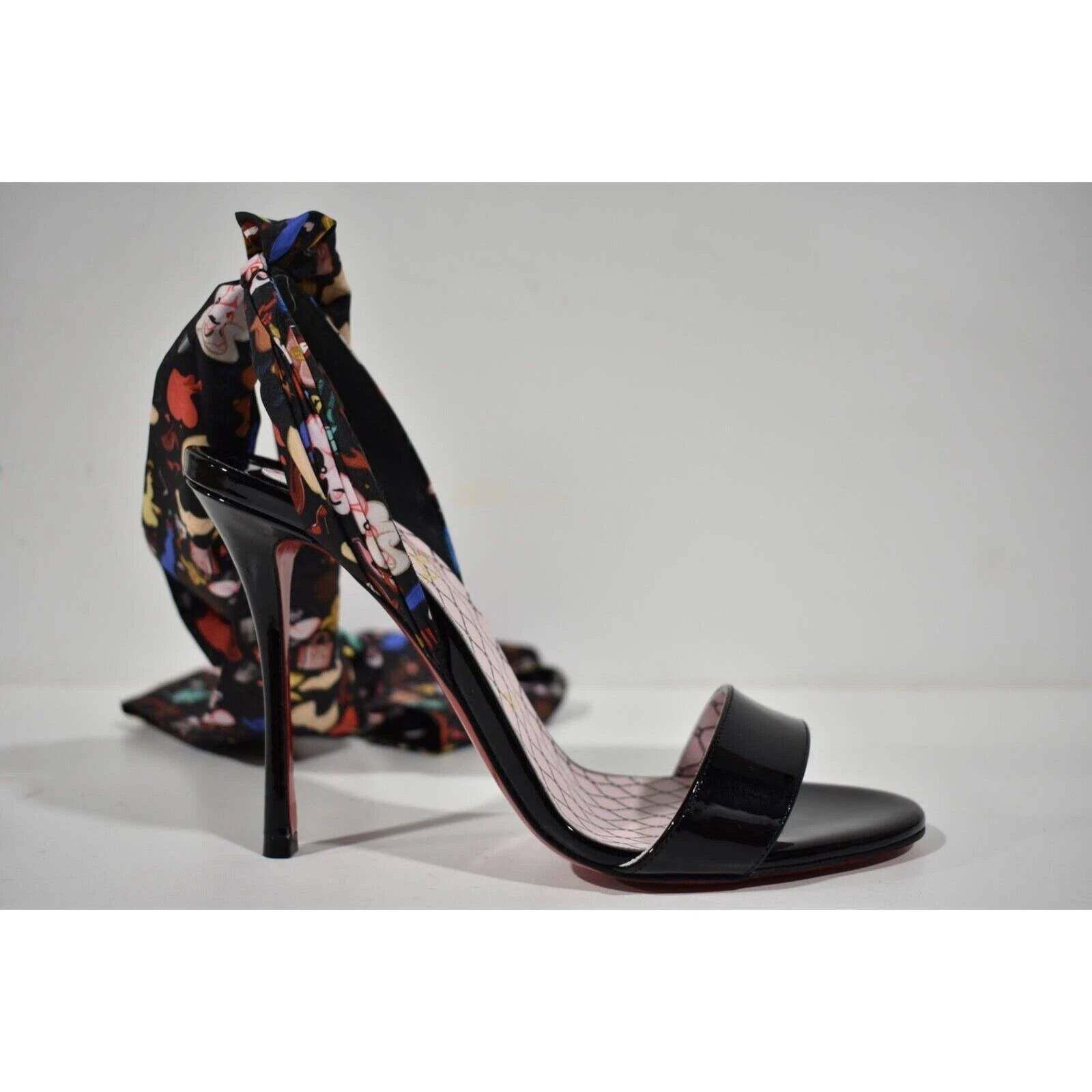 Christian Louboutin Fetish Du Desert 100 Black Lace Up Tie Sandal Heel Pump 40 Size US 10 / IT 40 - 2 Thumbnail
