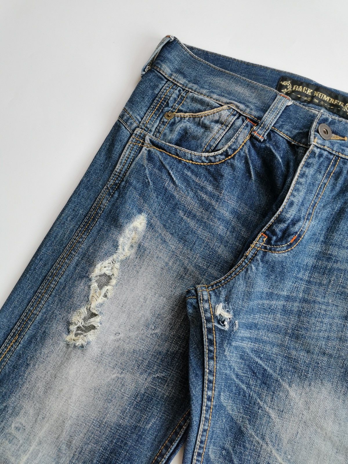 KMRii Back Number Distressed Denim Jeans Size US 32 / EU 48 - 6 Thumbnail