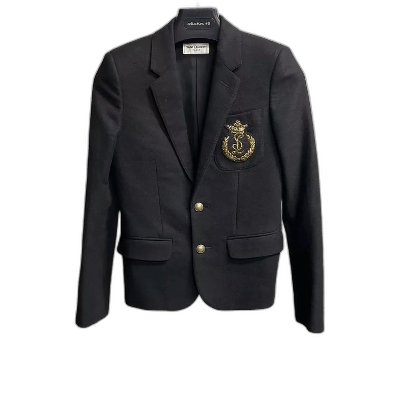 Saint Laurent Paris Saint Laurent Black Wool Blazer with Embroidery-2507 Size US XS / EU 42 / 0 - 7 Thumbnail