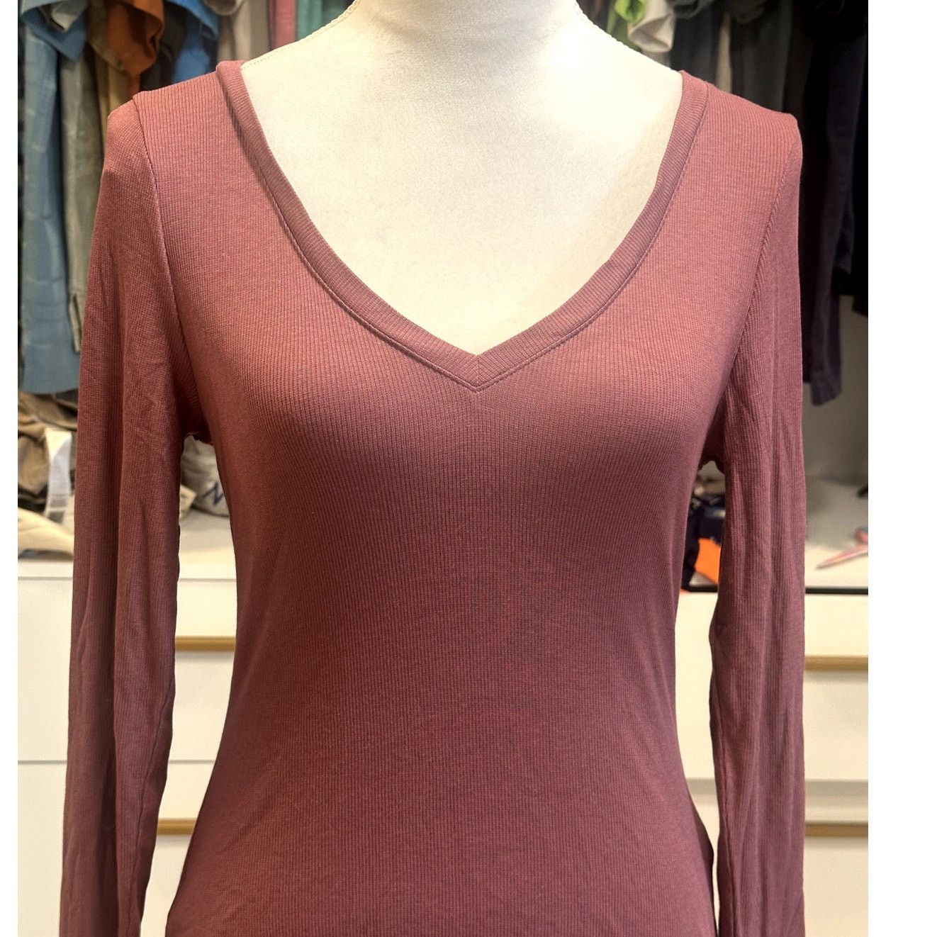 Madewell Madewell Ribbed Long Sleeve Knit Cotton Collegiate Top M Size M / US 6-8 / IT 42-44 - 3 Thumbnail