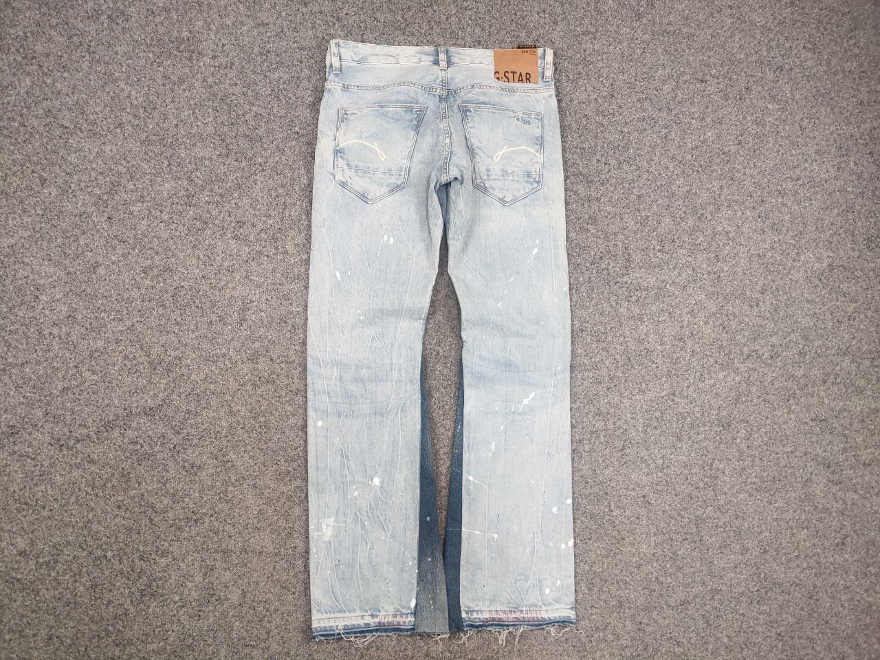 G-Star G star raw custom denim Flared le Grand Bleu peint Jeans Y2K Size US 33 - 10 Thumbnail