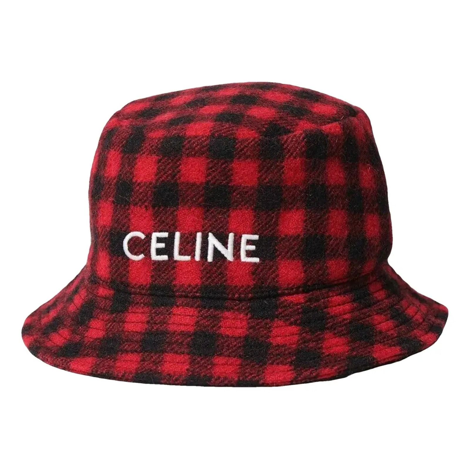 Celine Celine Paris Checkered Check Wool Sun Fall Bucket Hat M Size ONE SIZE - 1 Thumbnail