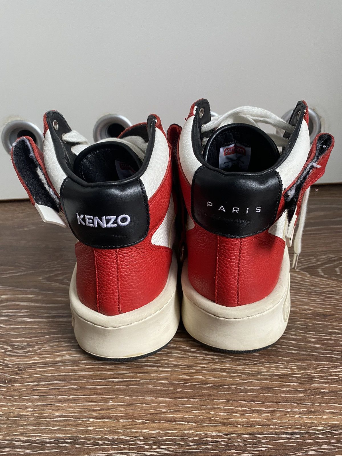 Kenzo KENZO Paris Metal Toe Cap Hoops Leather Hight Top Sneakers Size US 6.5 / EU 39-40 - 4 Thumbnail