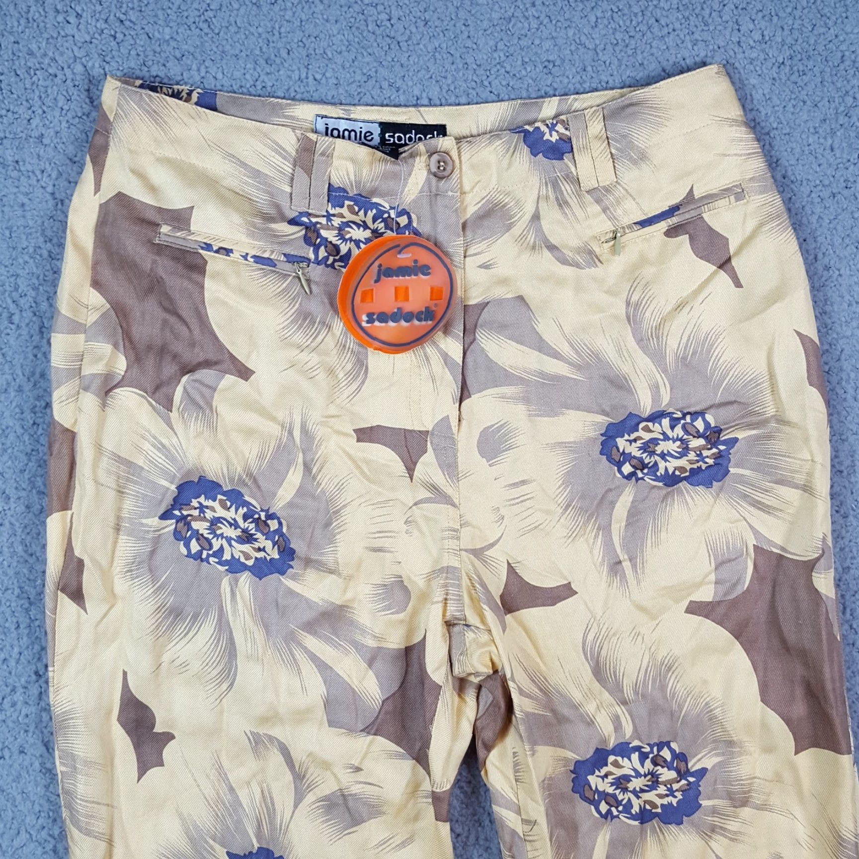 Vintage VINTAGE Jamie Sadock Yellow Floral Silk Capri Pants Relaxed Tapered Women's Size 8 Y2K Retro Bohemian Size 30" / US 8 / IT 44 - 2 Thumbnail