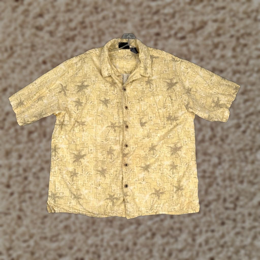 Ocean Pacific VINTAGE Ocean Pacific Shirt Men Large Yellow Hawaiian Tribal Geometric Cotton Blend READ Size US L / EU 52-54 / 3 - 1 Thumbnail