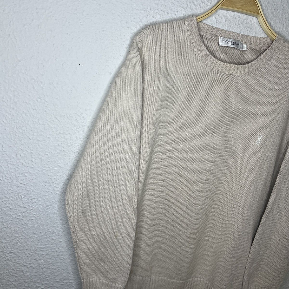 Designer × Yves Saint Laurent Yves Saint Laurent YSL Jumper Sweater Knitwear Beige Size US L / EU 52-54 / 3 - 2 Thumbnail