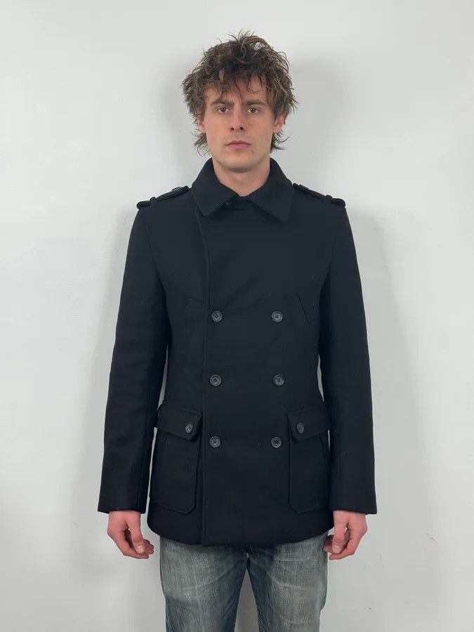 Dolce & Gabbana 2000s Dolce & Gabbana Black Wool Military Caban Pea-Coat Size US M / EU 48-50 / 2 - 2 Thumbnail